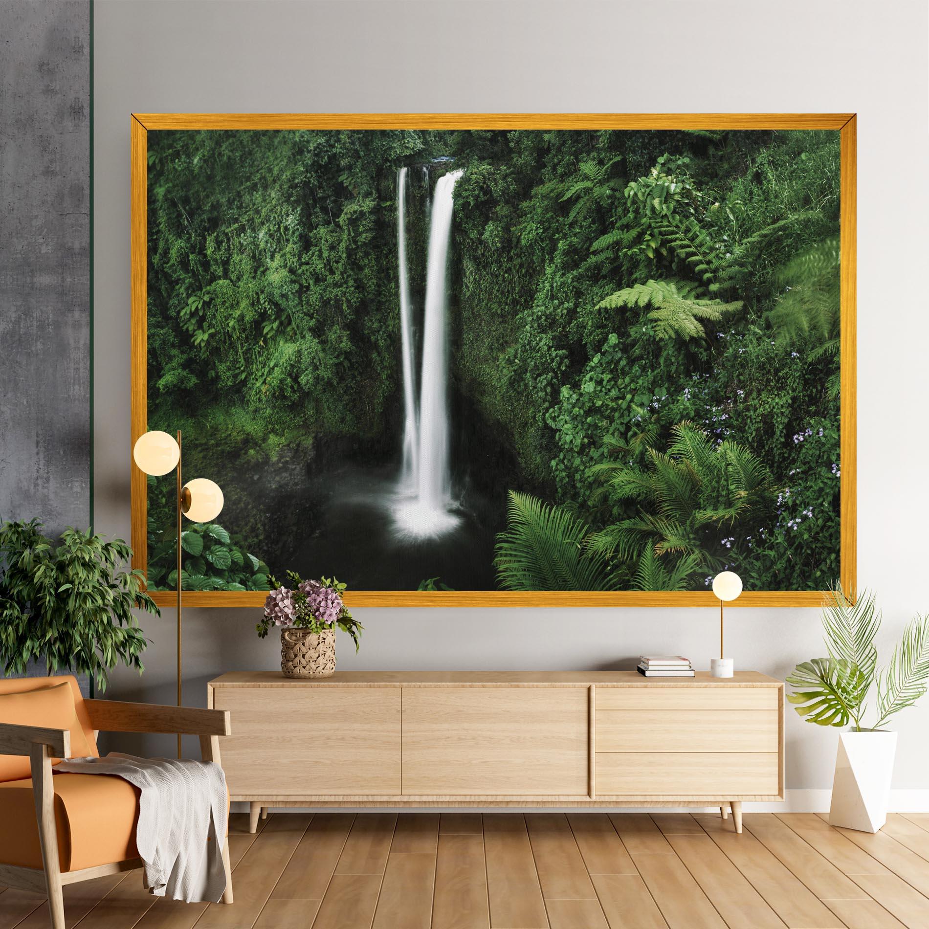 Leinwandbild Green Nature Waterfall mockup 9