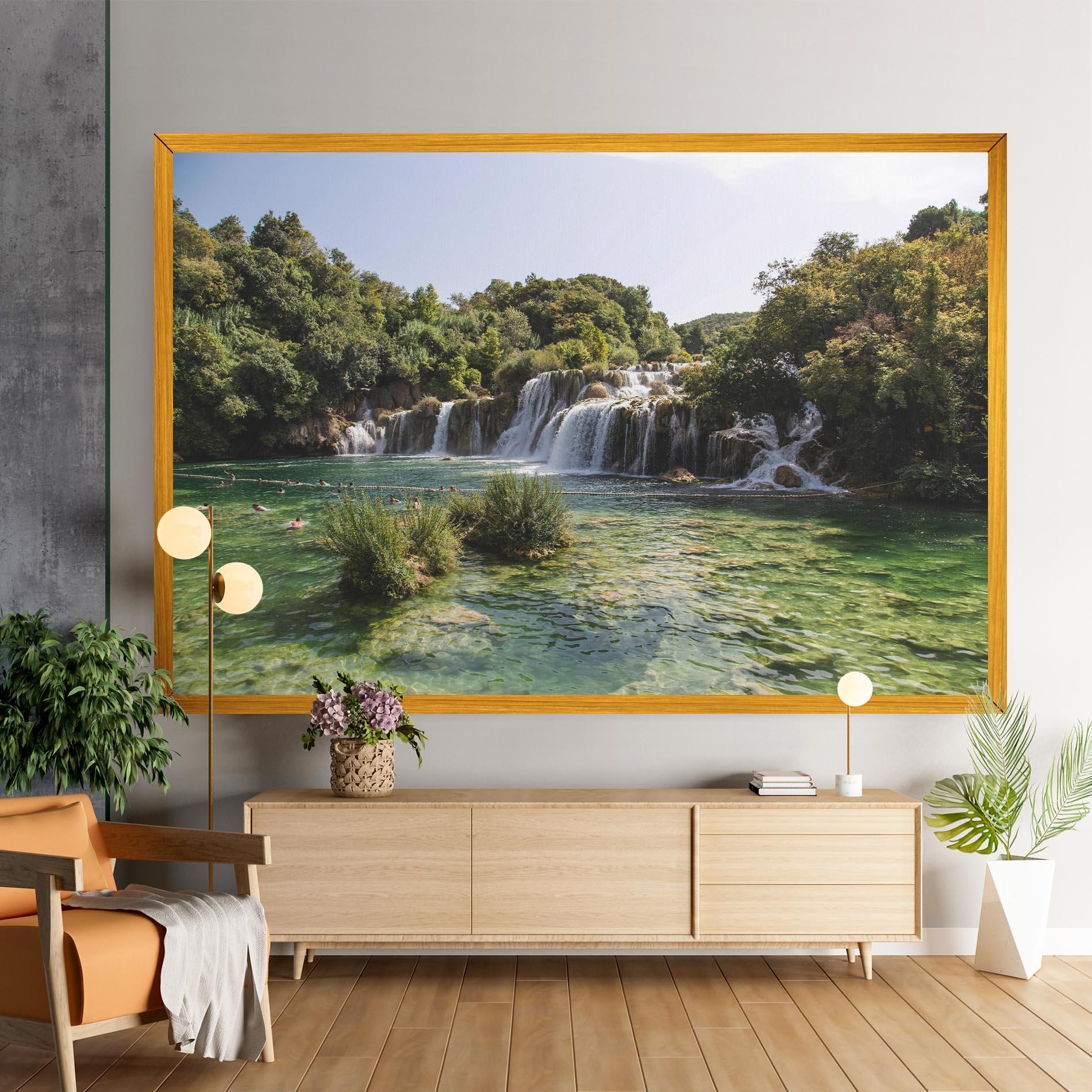 Leinwandbild Green Waterfall mockup 9