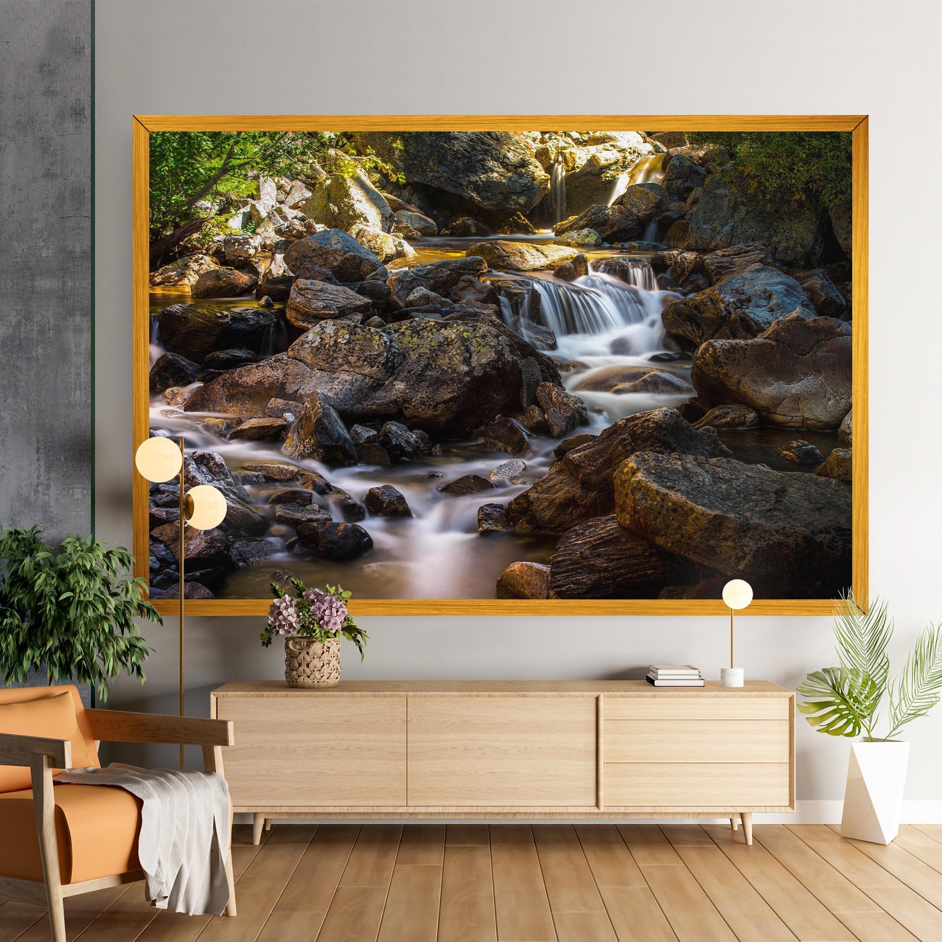 Leinwandbild Nature Rocks Waterfall mockup 9