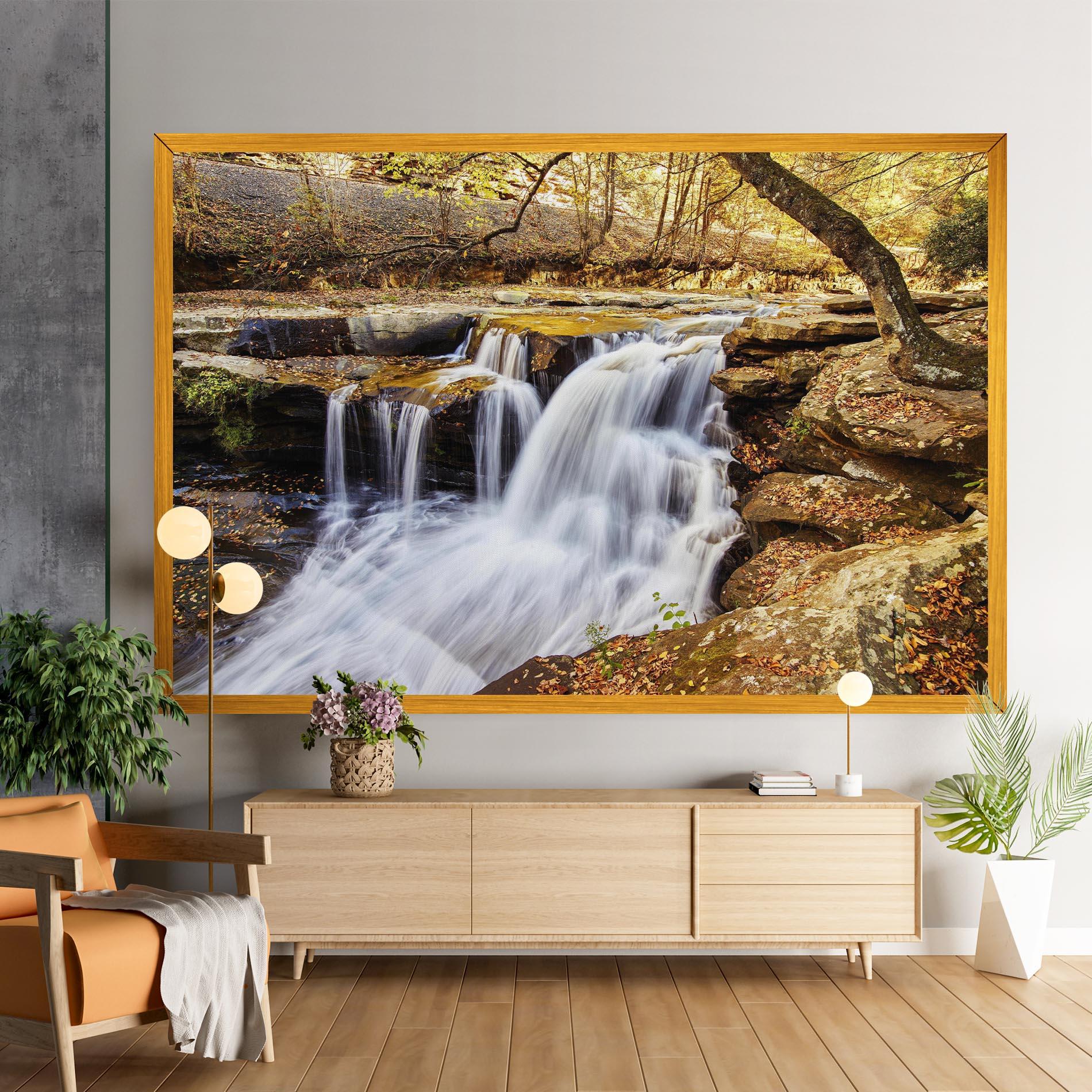 Leinwandbild Pretty Autumn Waterfall mockup 9