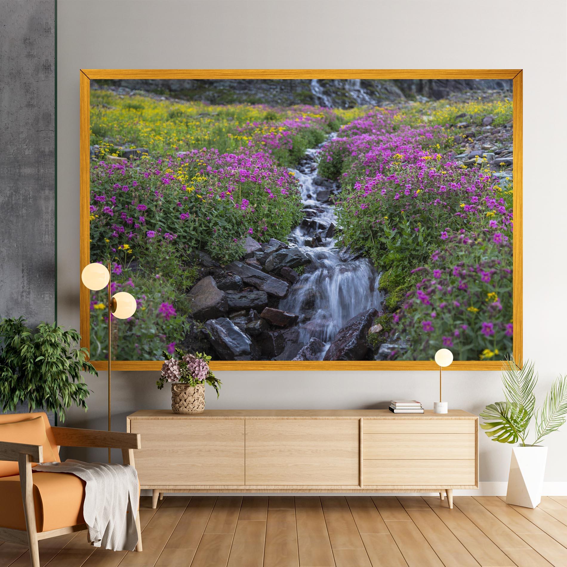 Leinwandbild Purple Field Waterfall mockup 9