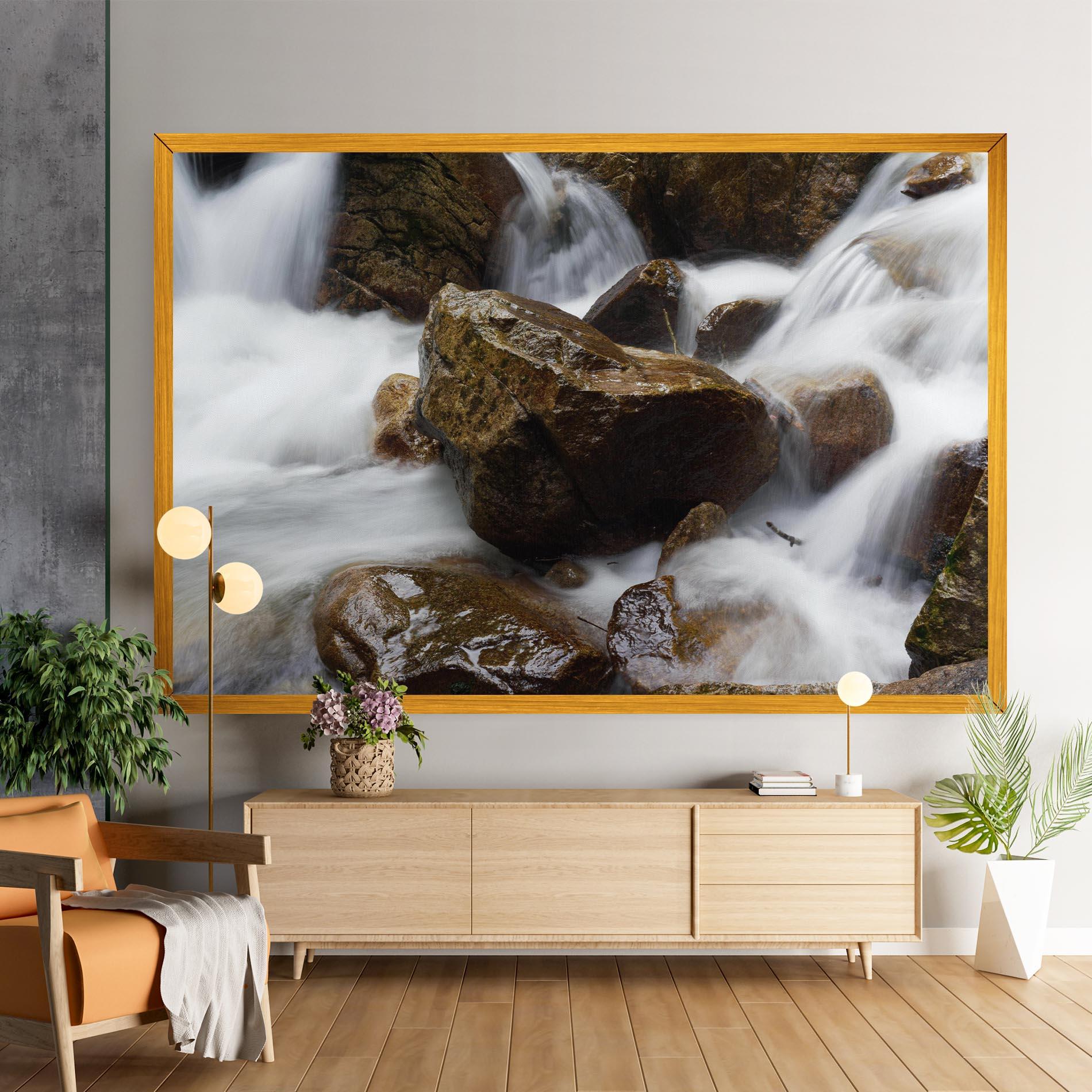 Leinwandbild Shiny Rocks Waterfall mockup 9