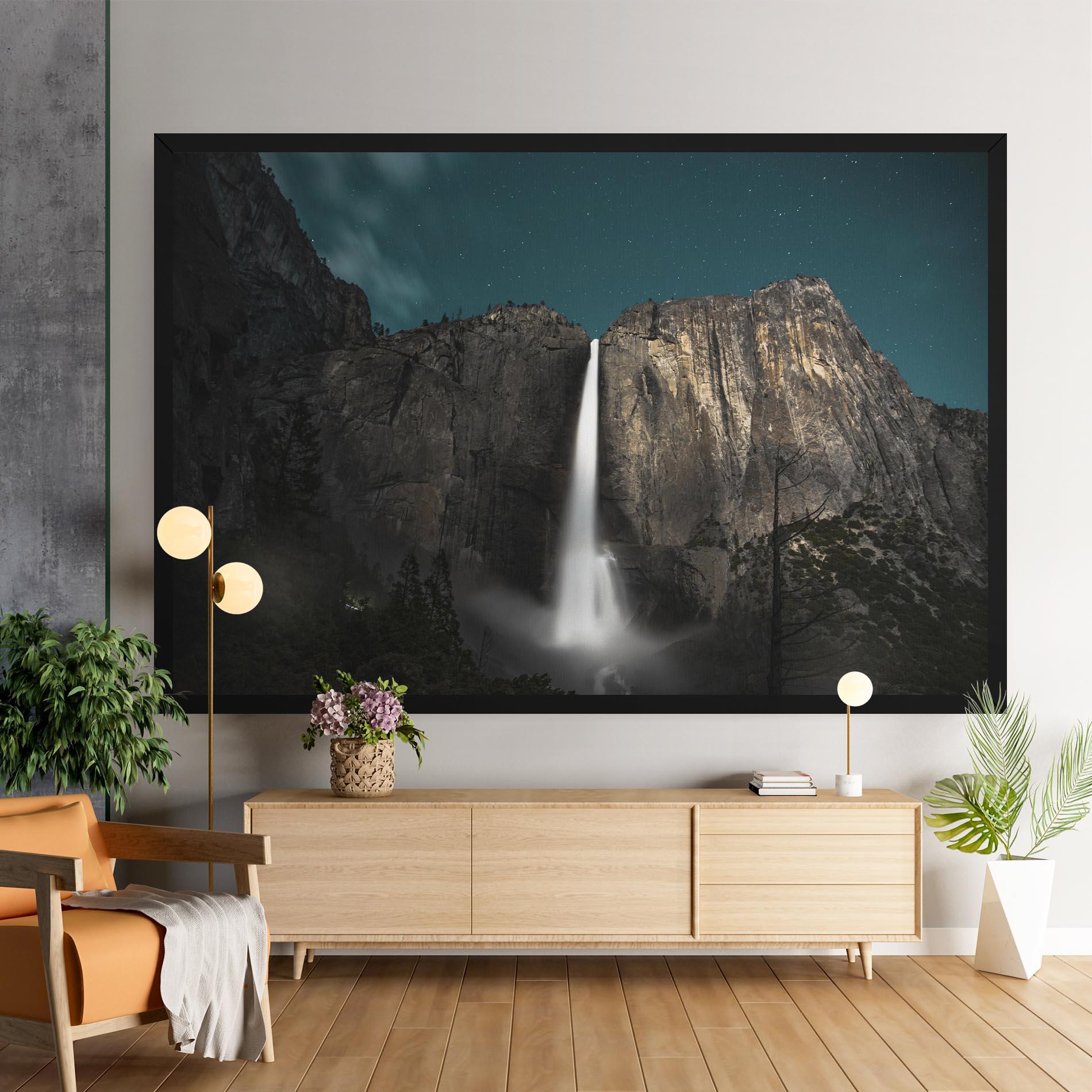 Leinwandbild Dark Blue Sky Waterfall mockup 9