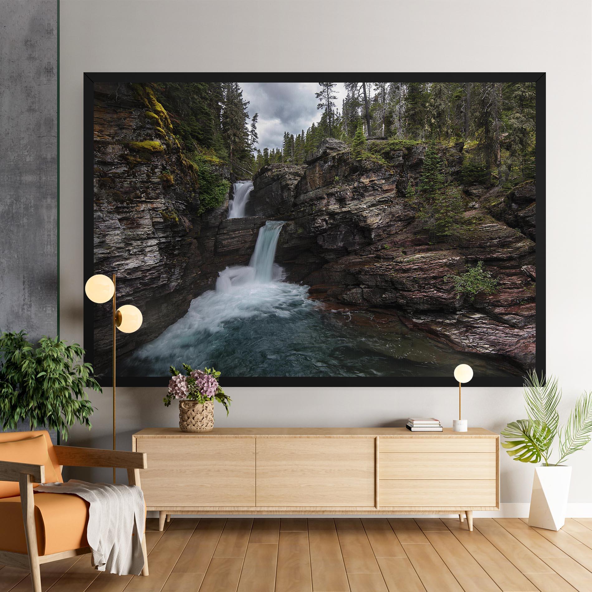 Leinwandbild Majestic Forest Waterfall mockup 9