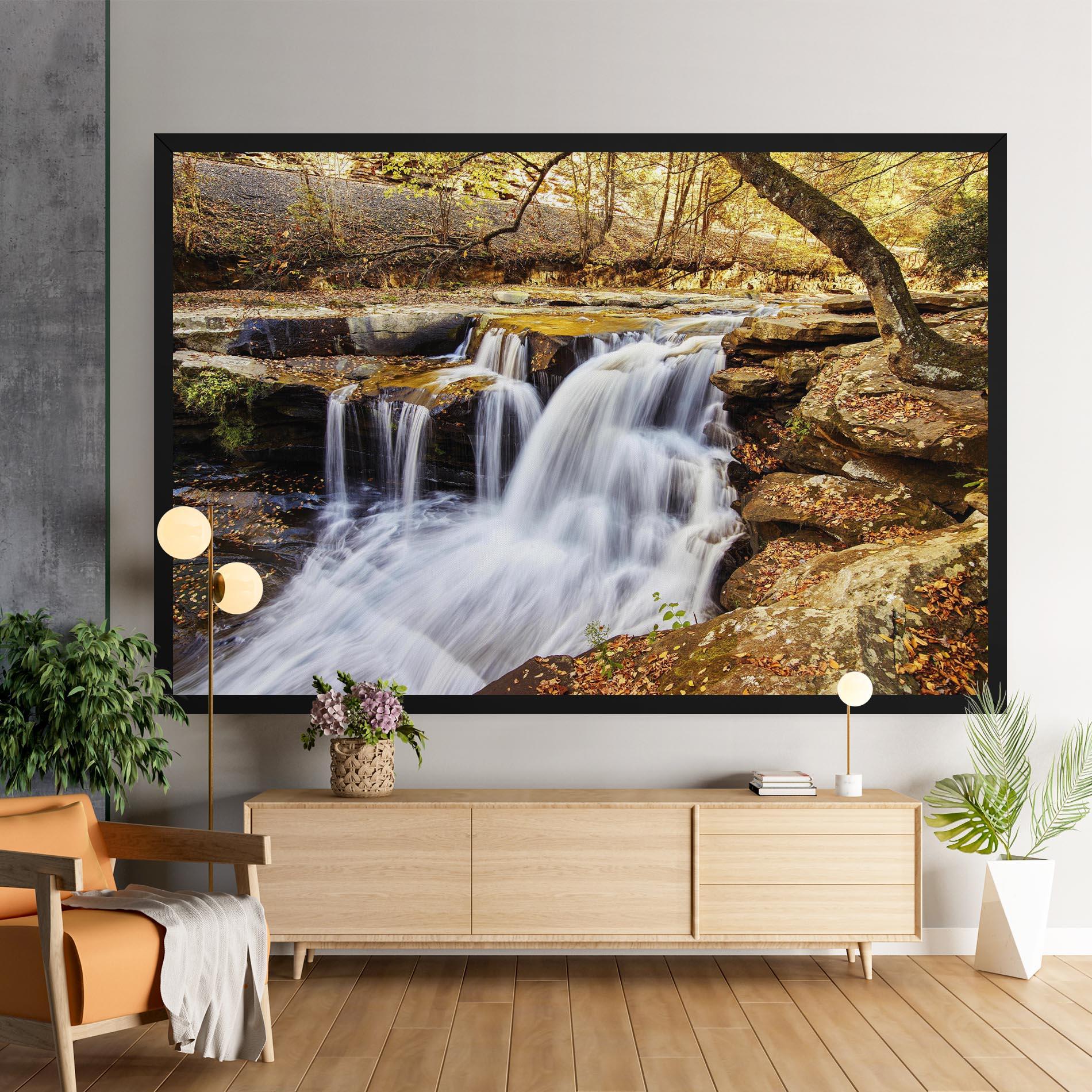 Leinwandbild Pretty Autumn Waterfall mockup 9