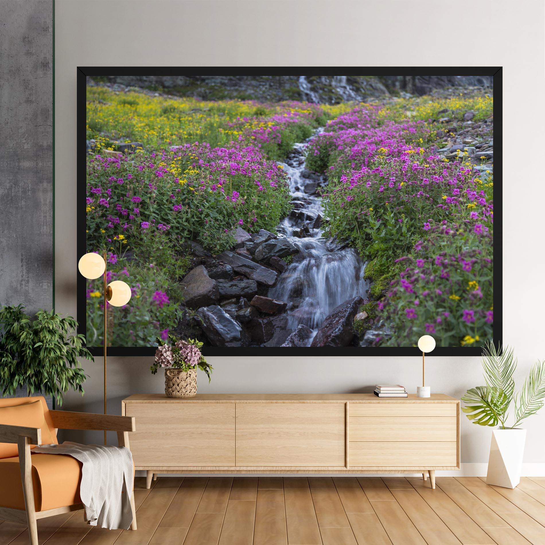 Leinwandbild Purple Field Waterfall mockup 9