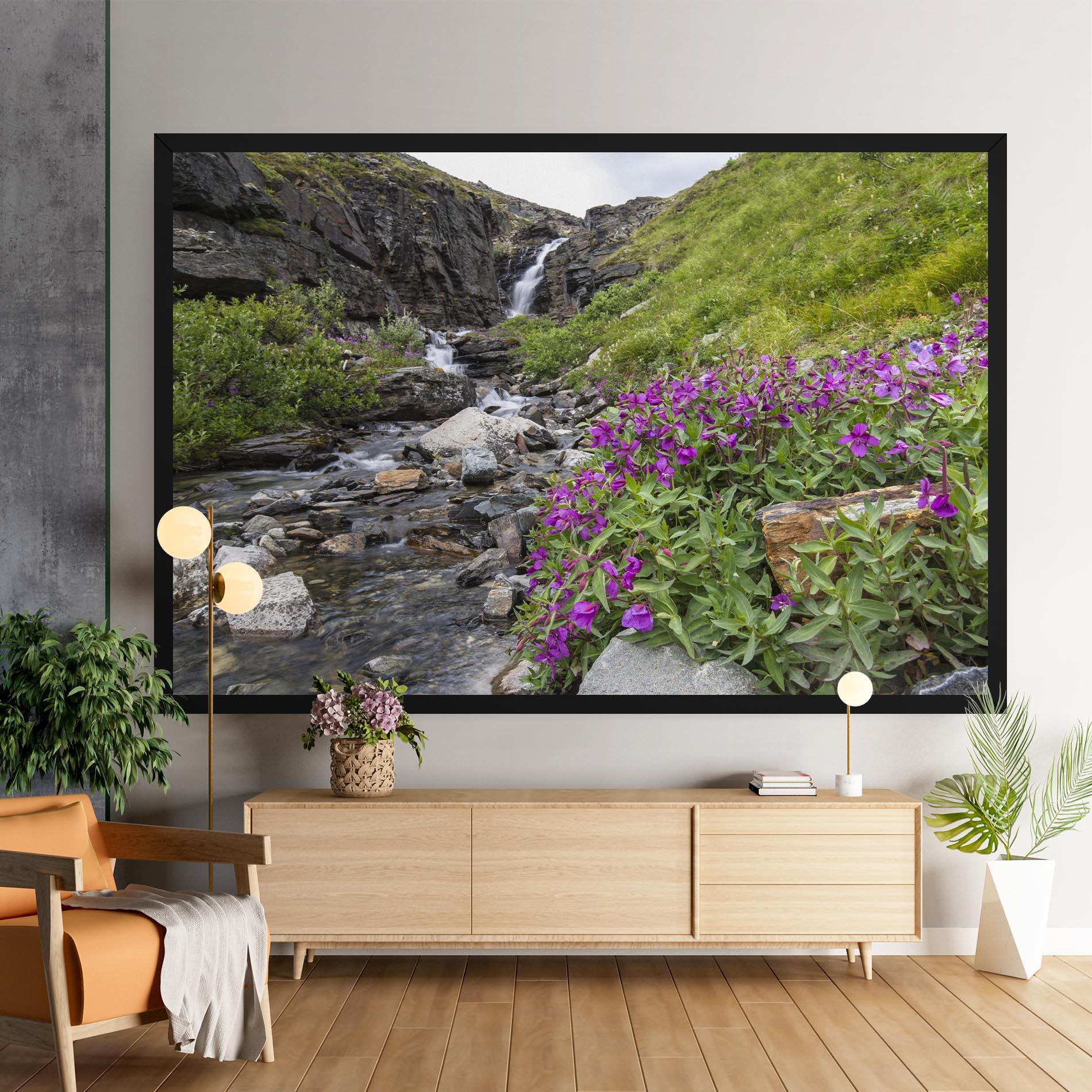 Leinwandbild Purple Flowers Waterfall mockup 9