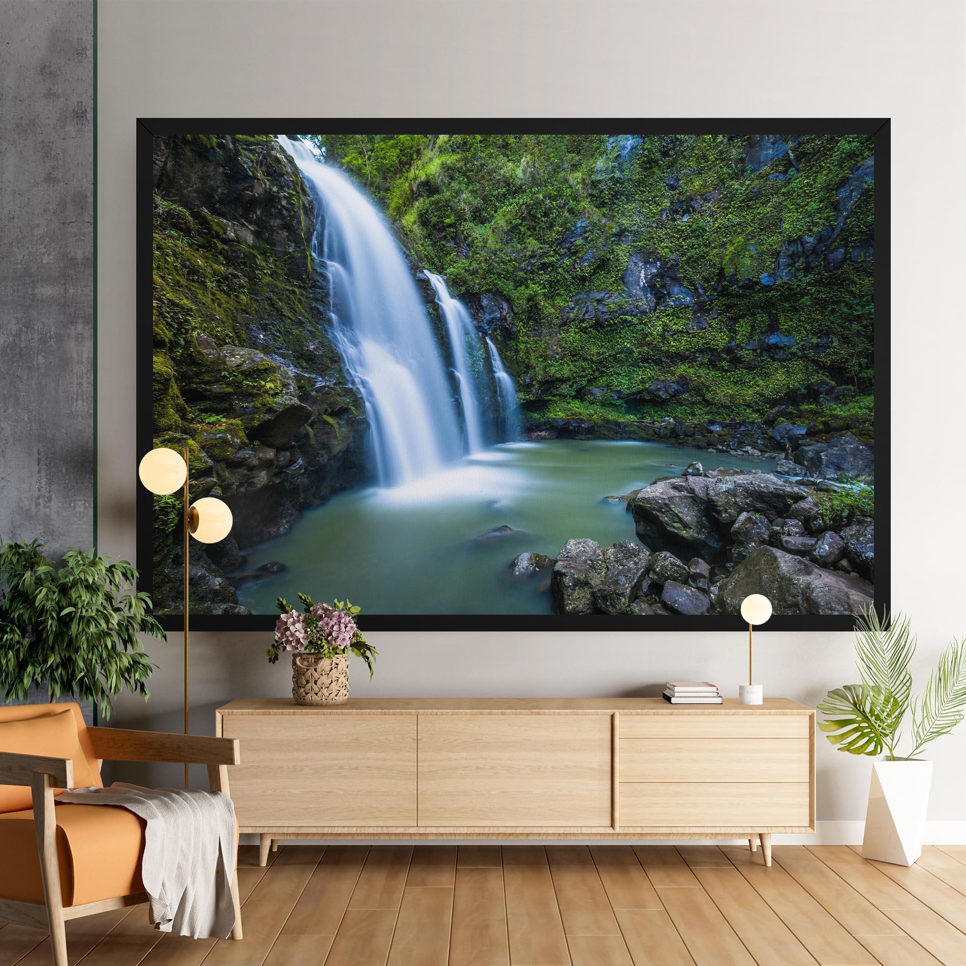 Leinwandbild Swimming In Waterfall mockup 9