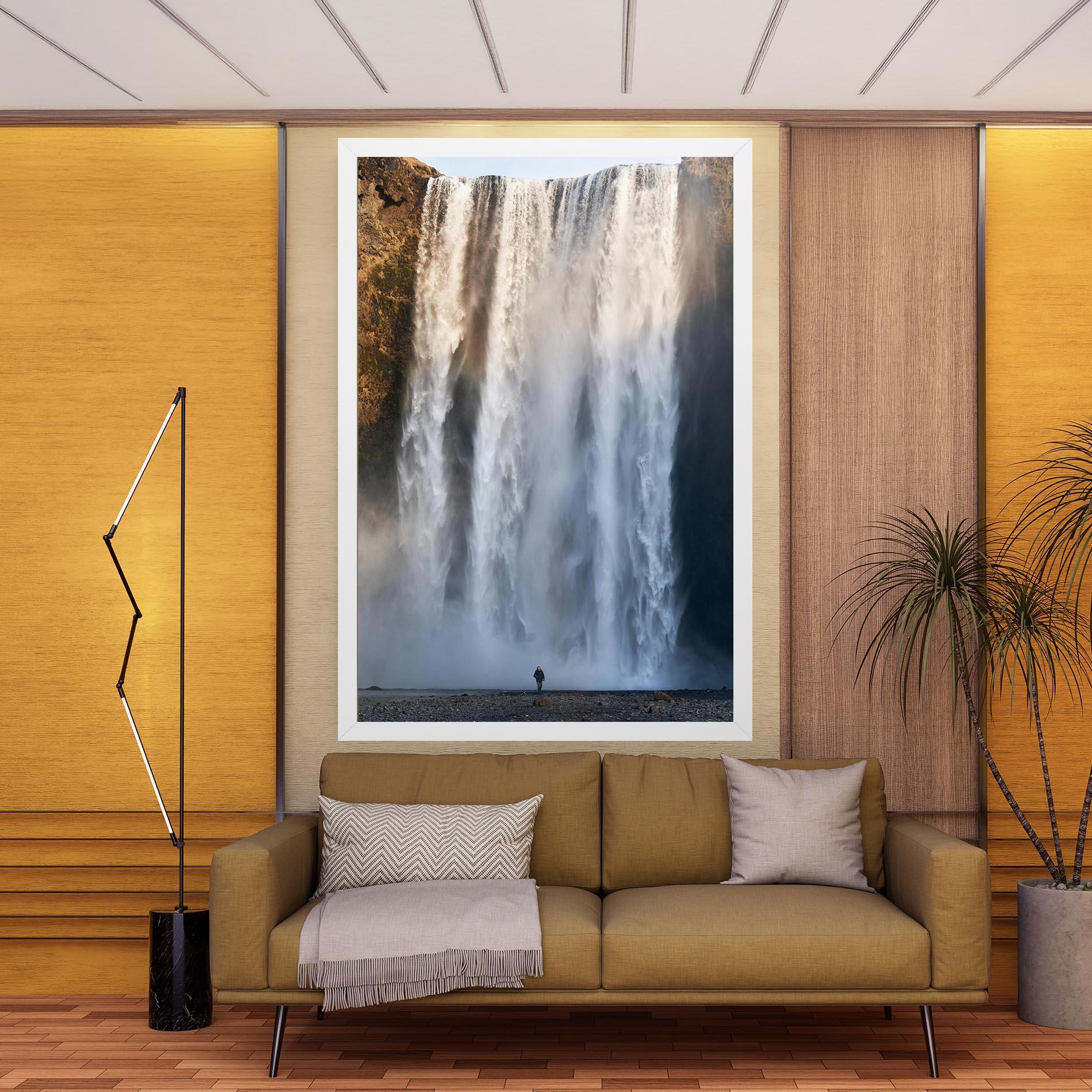 Leinwandbild Small Man Waterfall mockup 9