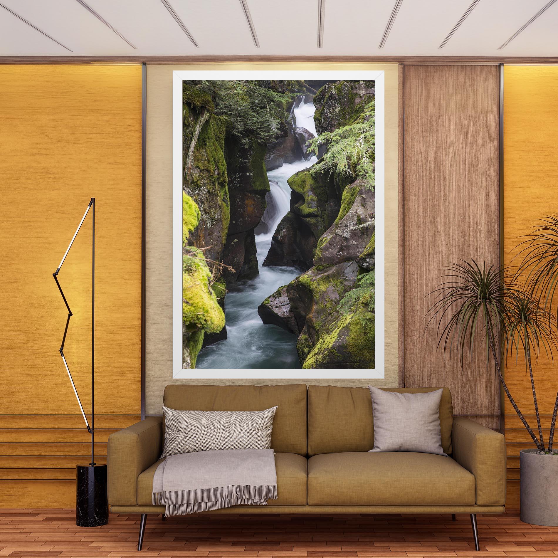 Leinwandbild Water Falling Forest mockup 9