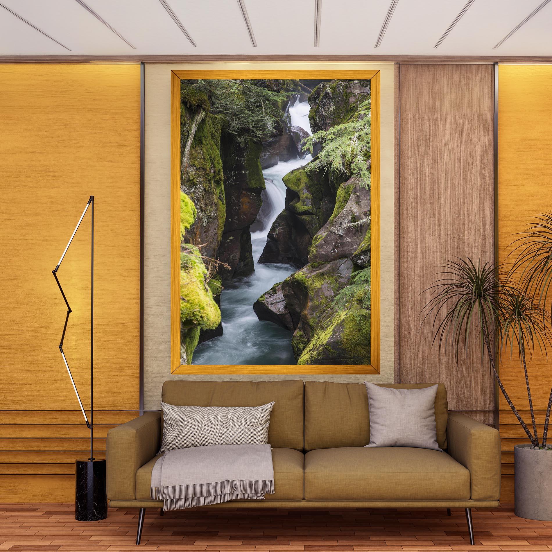 Leinwandbild Water Falling Forest mockup 9