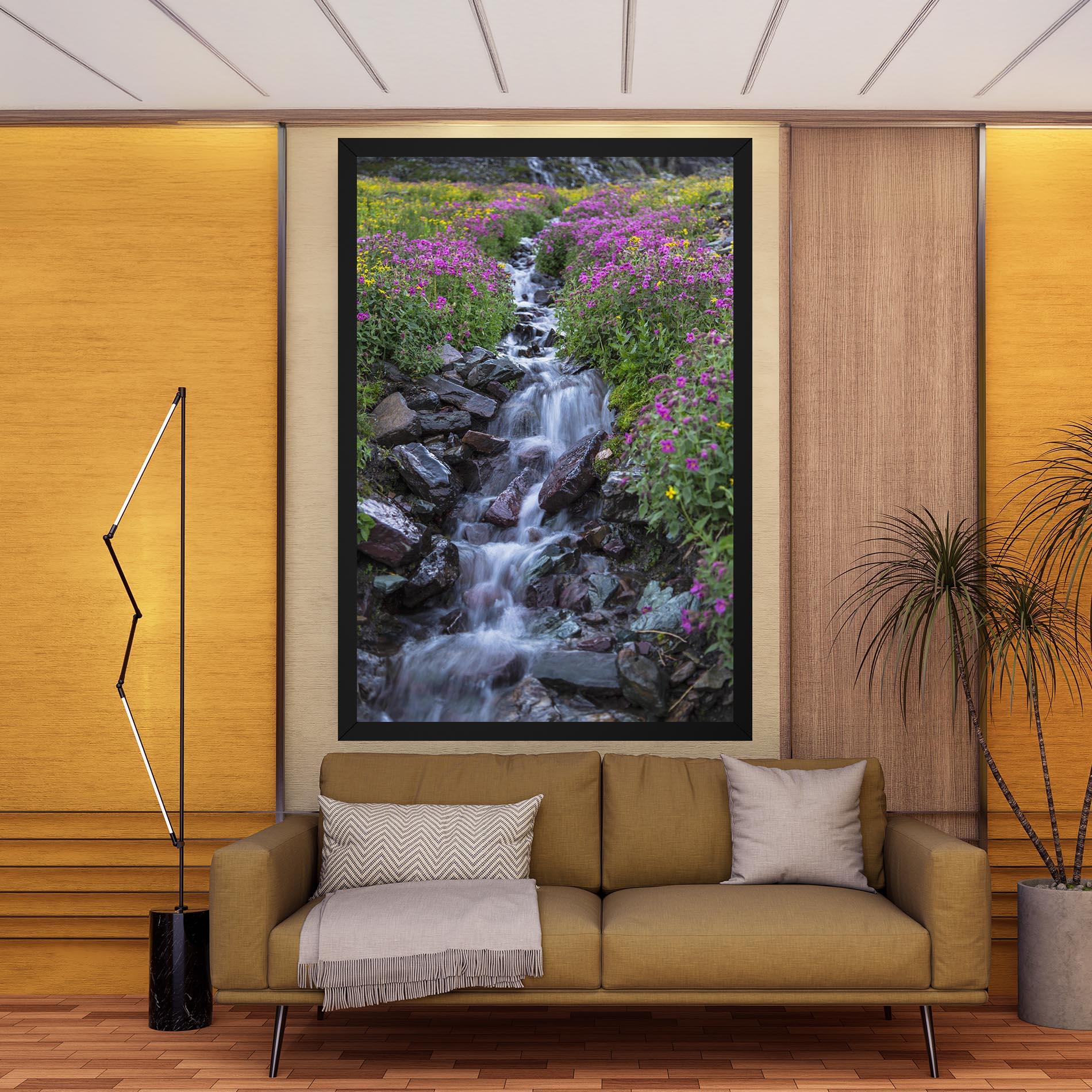 Leinwandbild Water Falling Field mockup 9