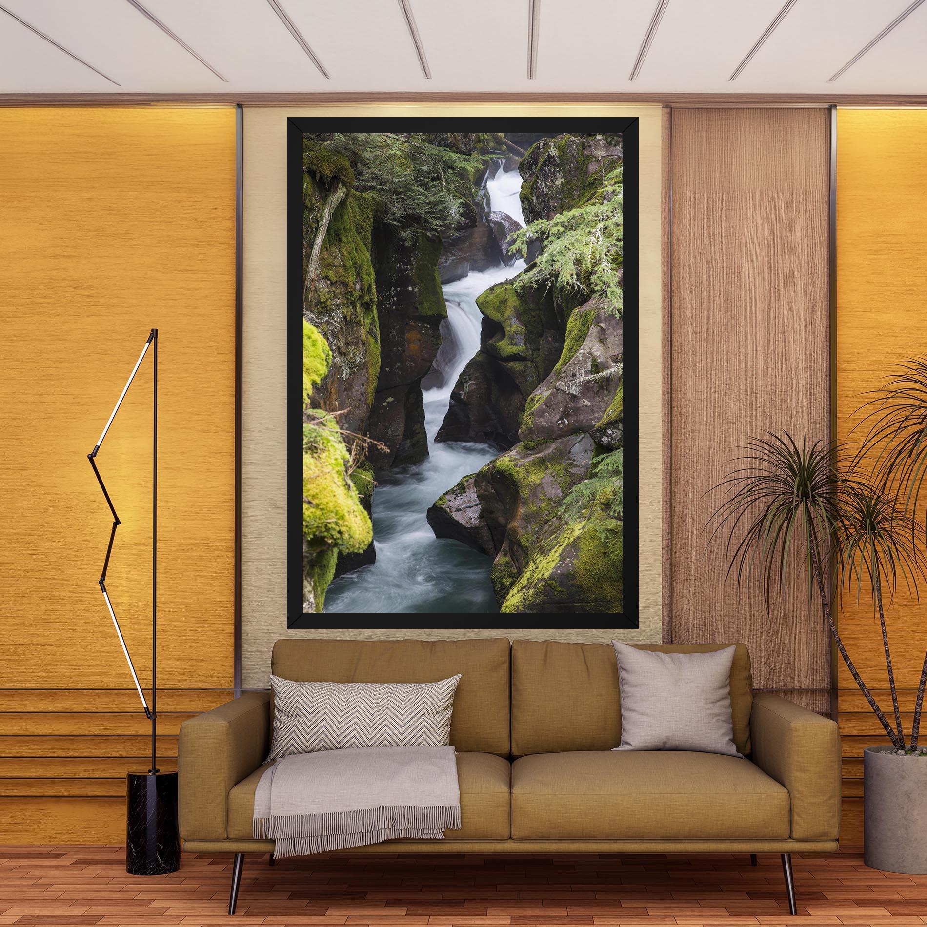 Leinwandbild Water Falling Forest mockup 9