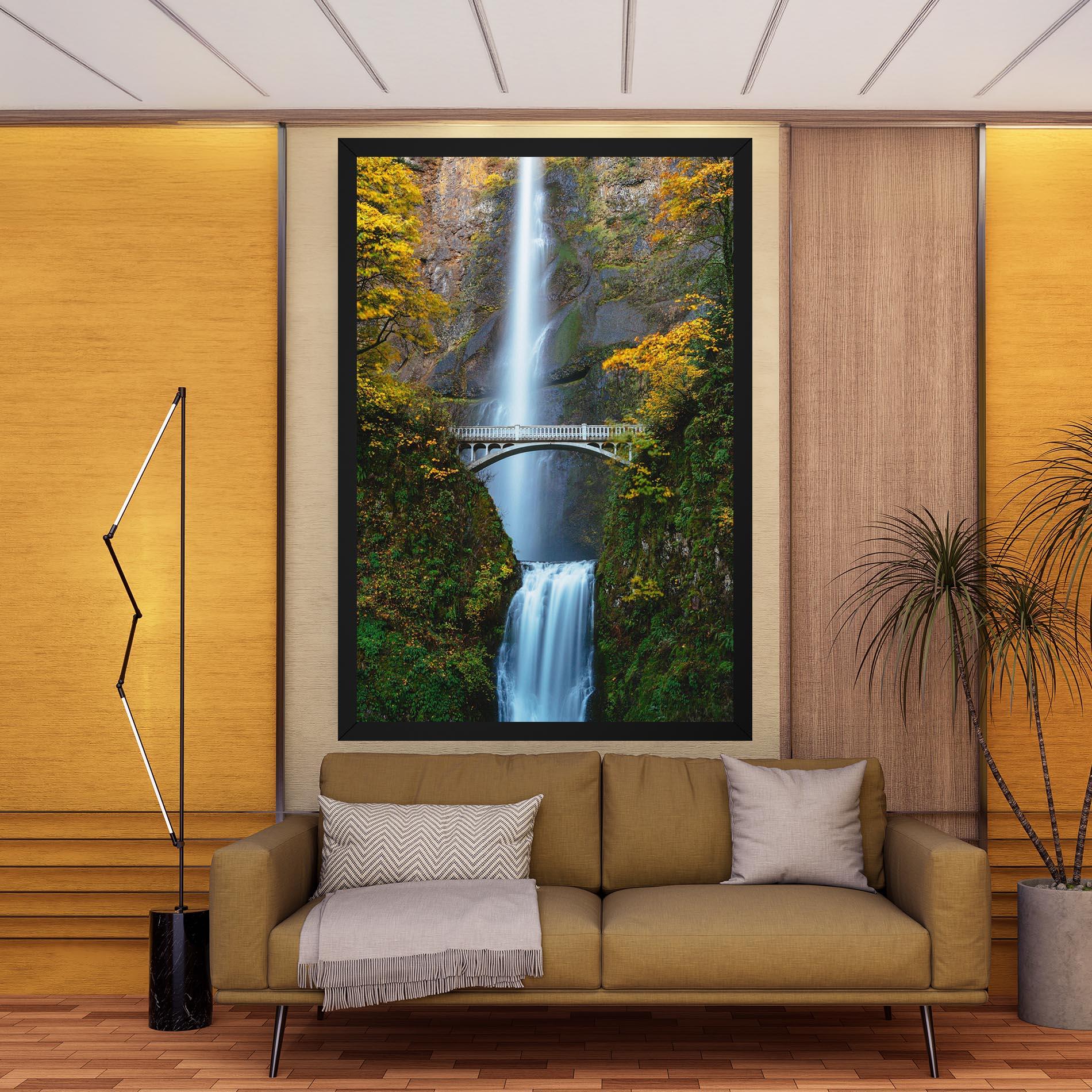 Leinwandbild Yellow Leaves Bridge mockup 9