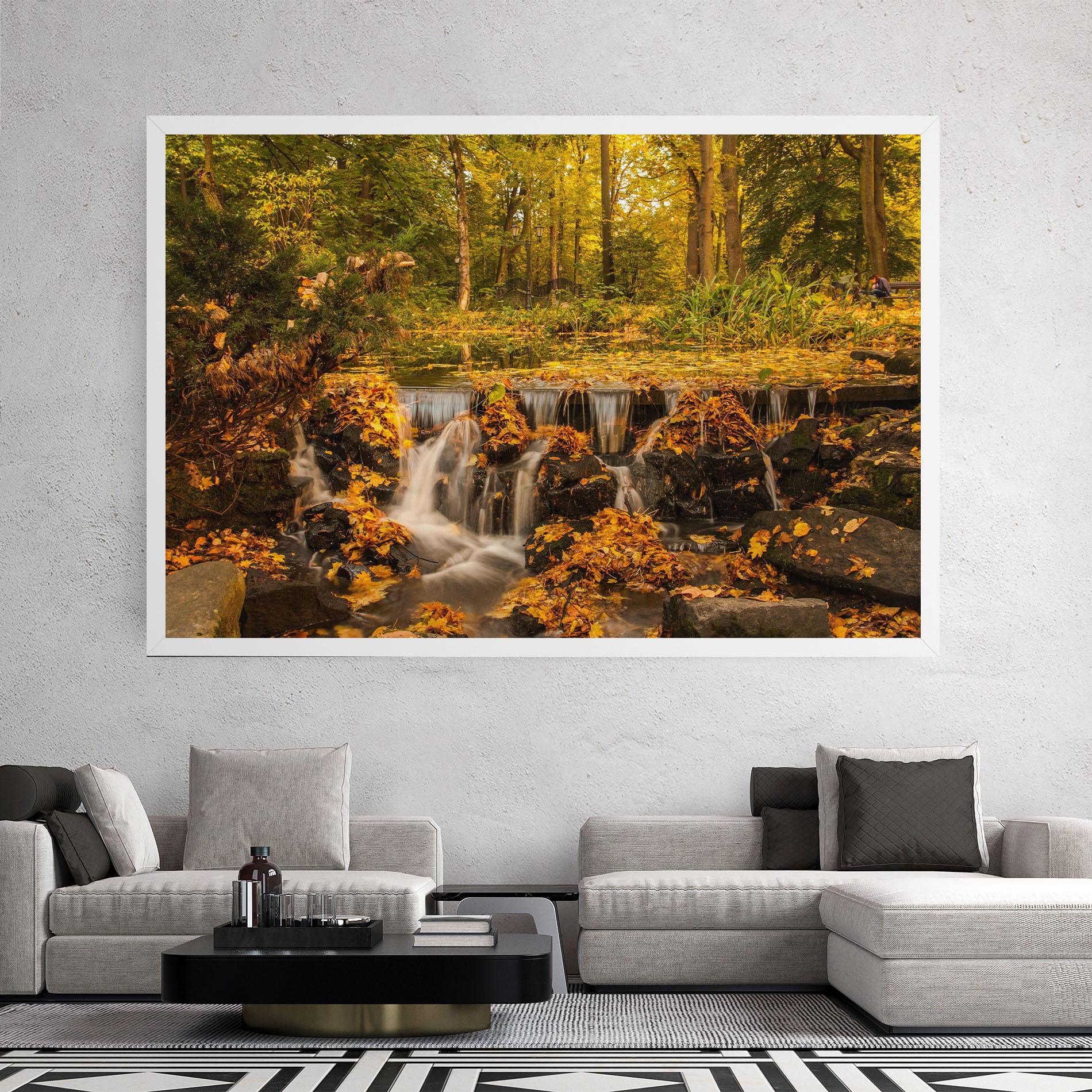 Leinwandbild Autumn Pretty Waterfall mockup 2