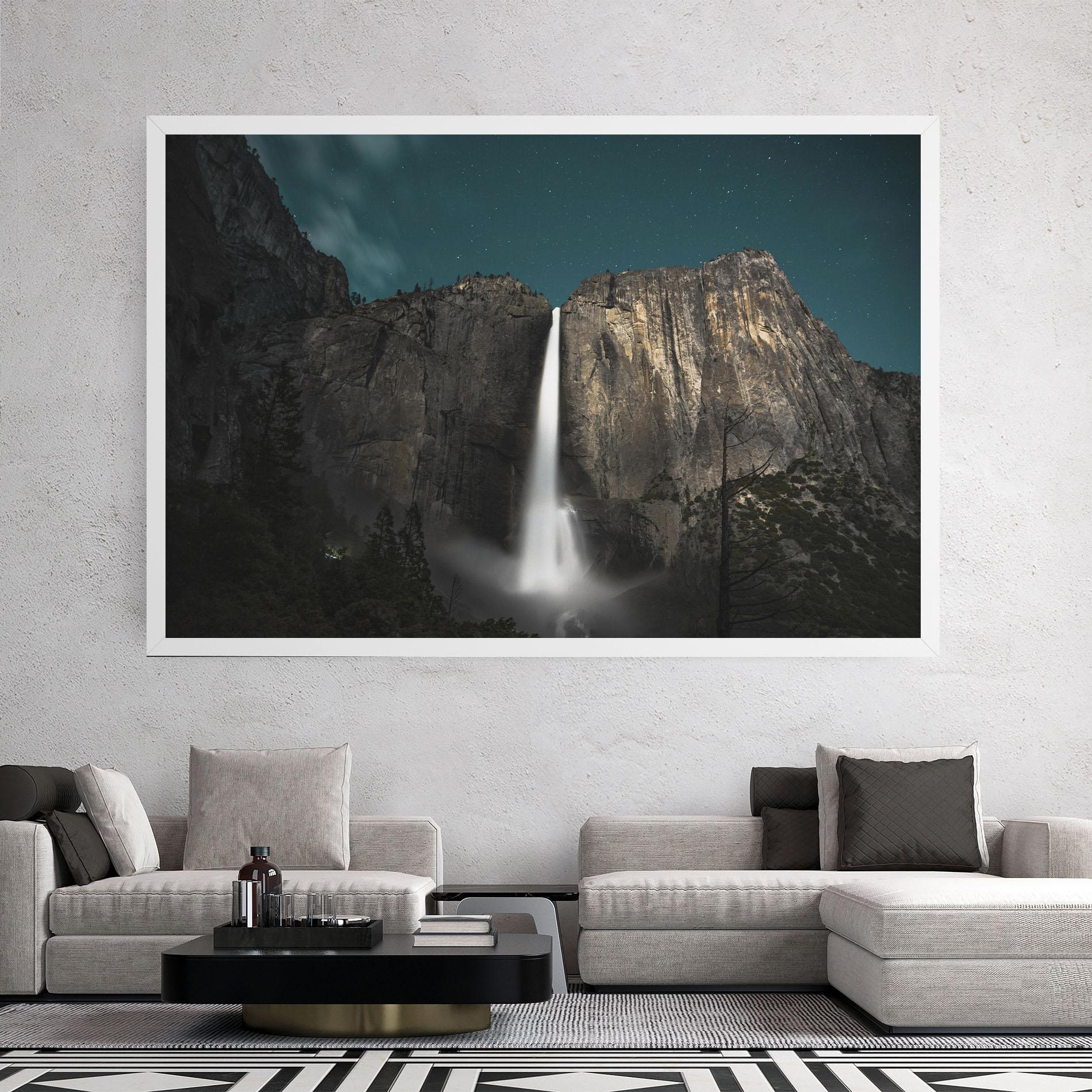 Leinwandbild Dark Blue Sky Waterfall mockup 2