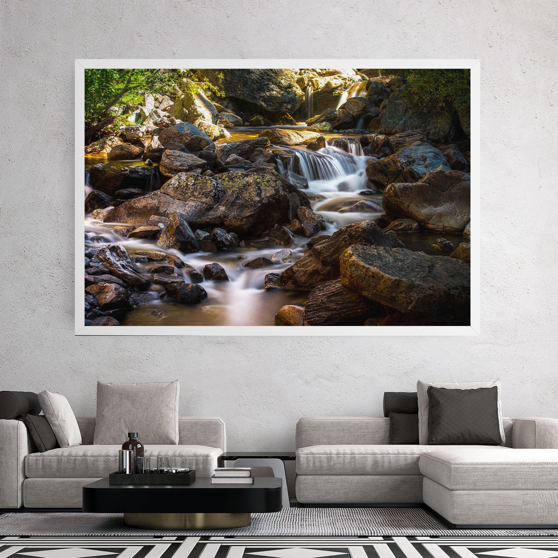 Leinwandbild Nature Rocks Waterfall mockup 2