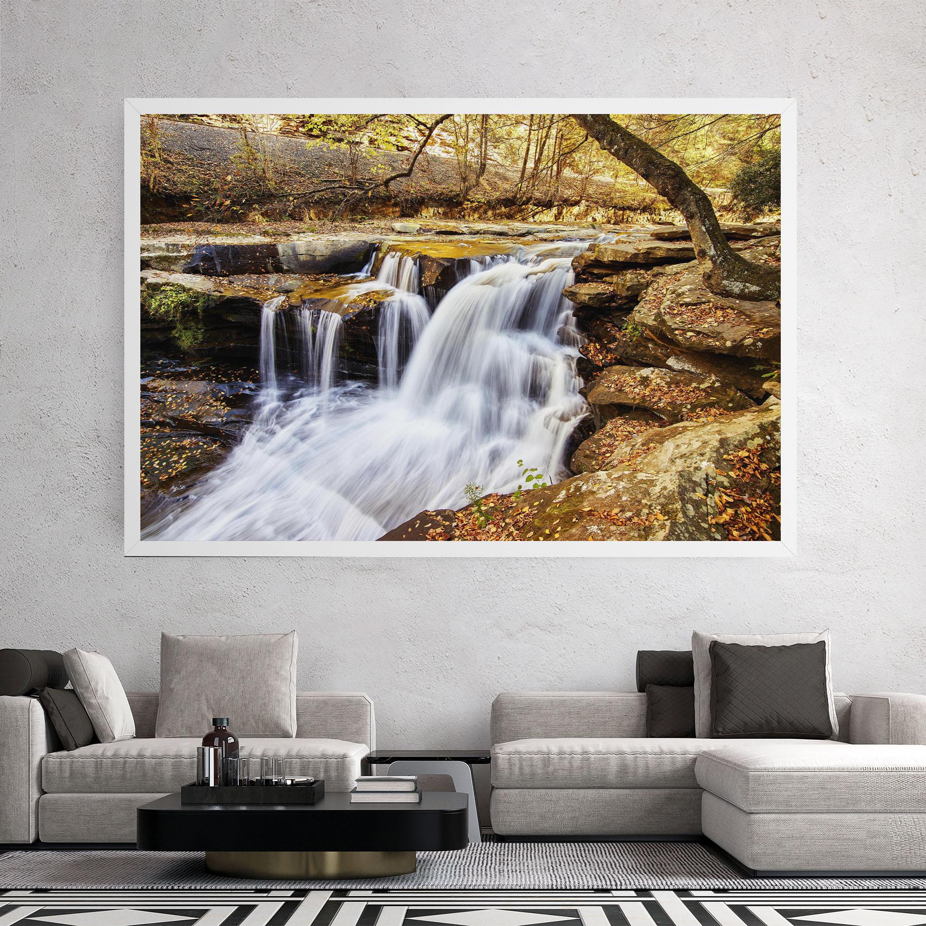 Leinwandbild Pretty Autumn Waterfall mockup 2