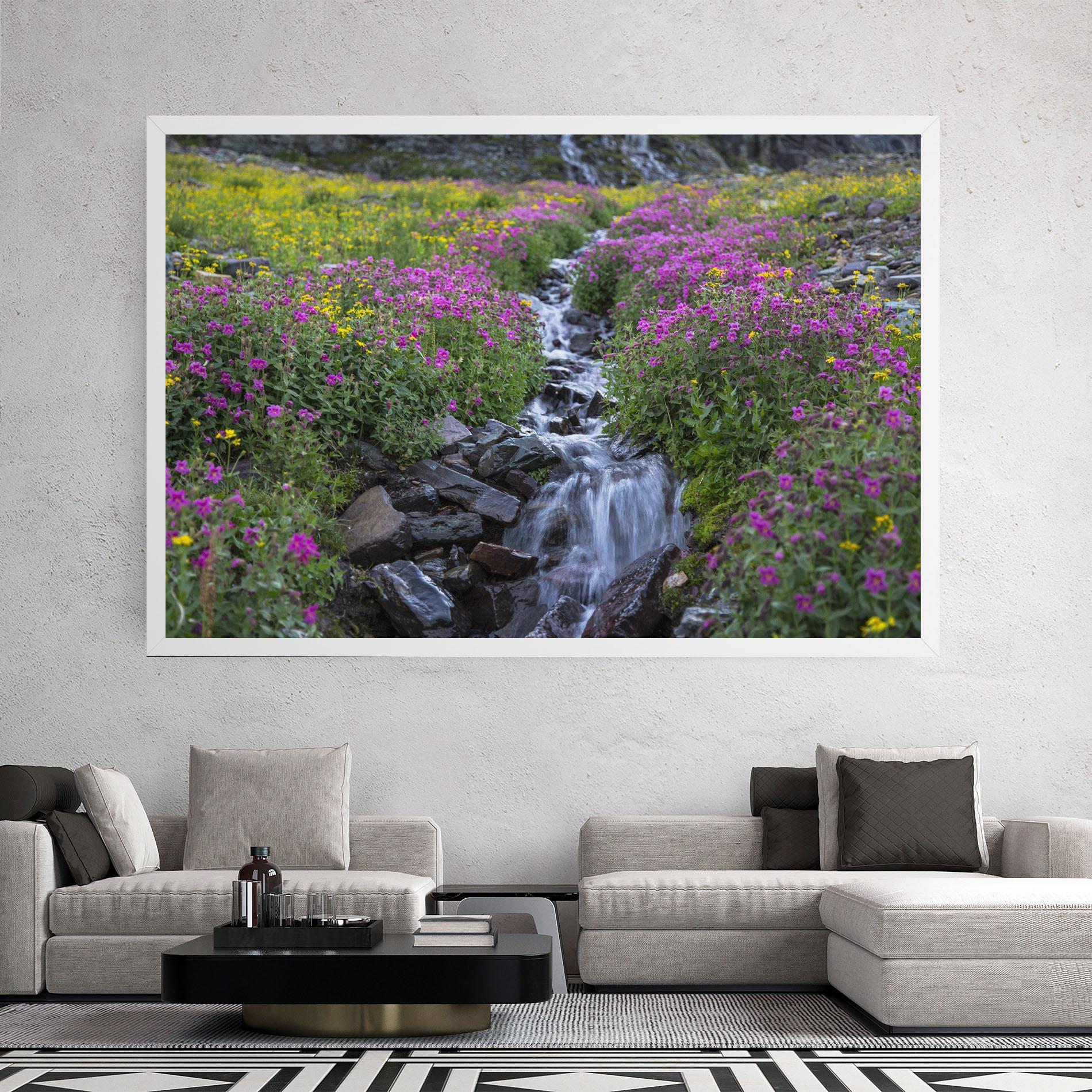 Leinwandbild Purple Field Waterfall mockup 2