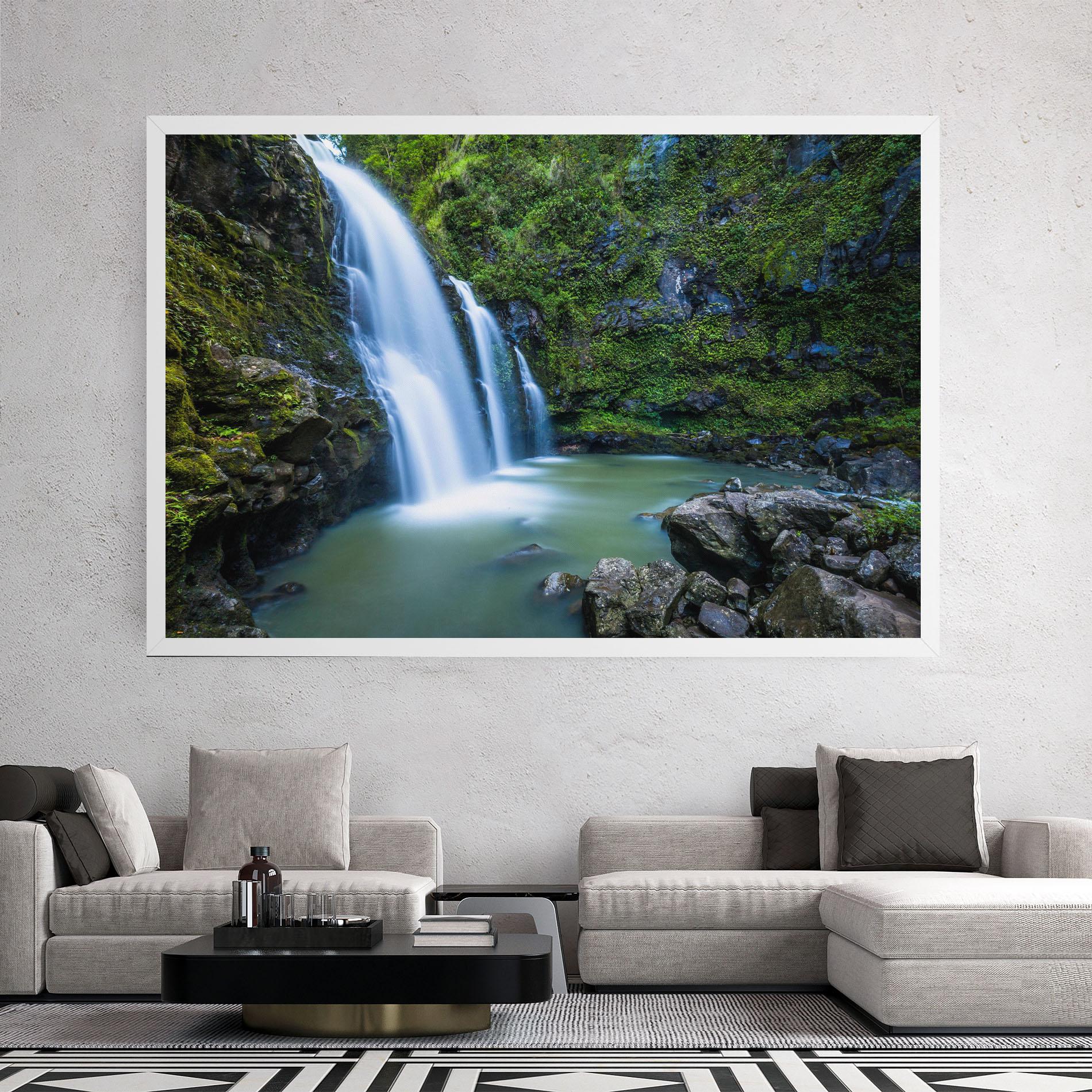 Leinwandbild Swimming In Waterfall mockup 2