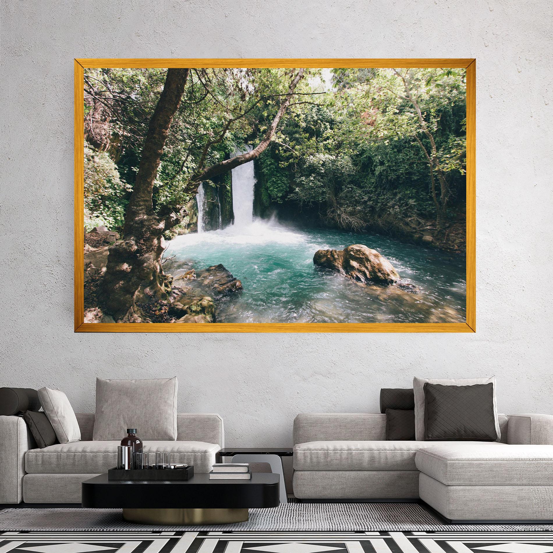 Leinwandbild Beautiful Blue Waterfall mockup 2