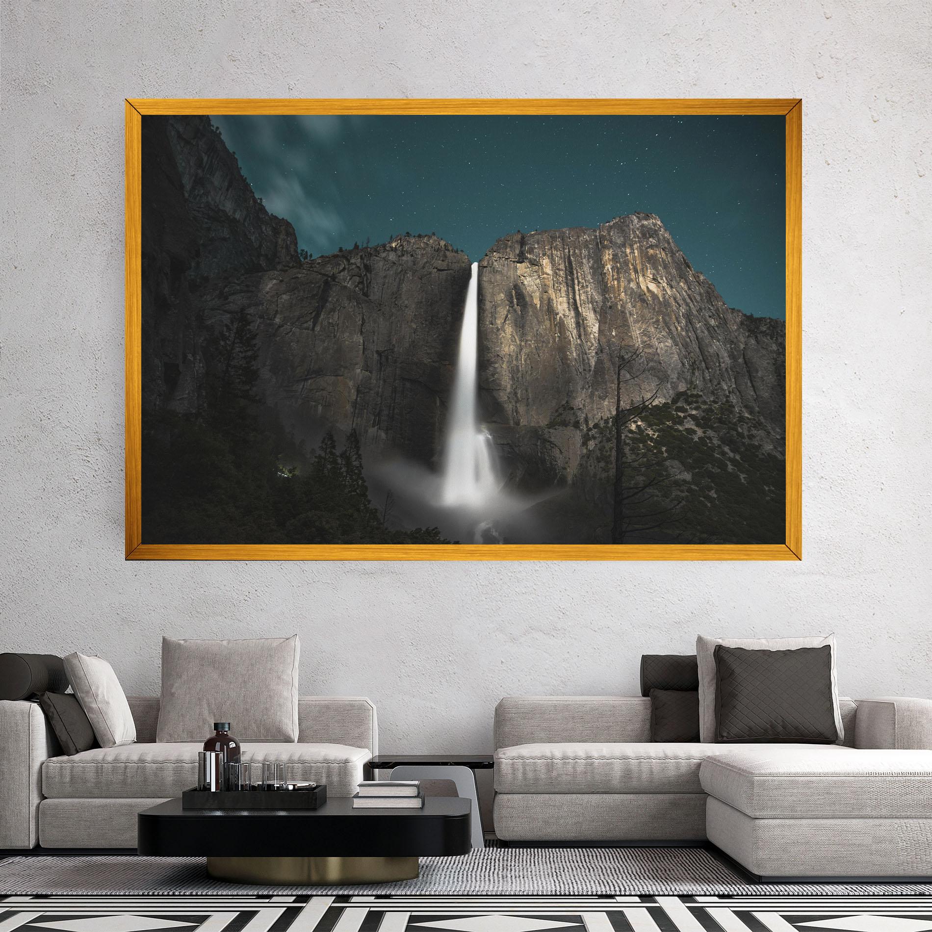 Leinwandbild Dark Blue Sky Waterfall mockup 2