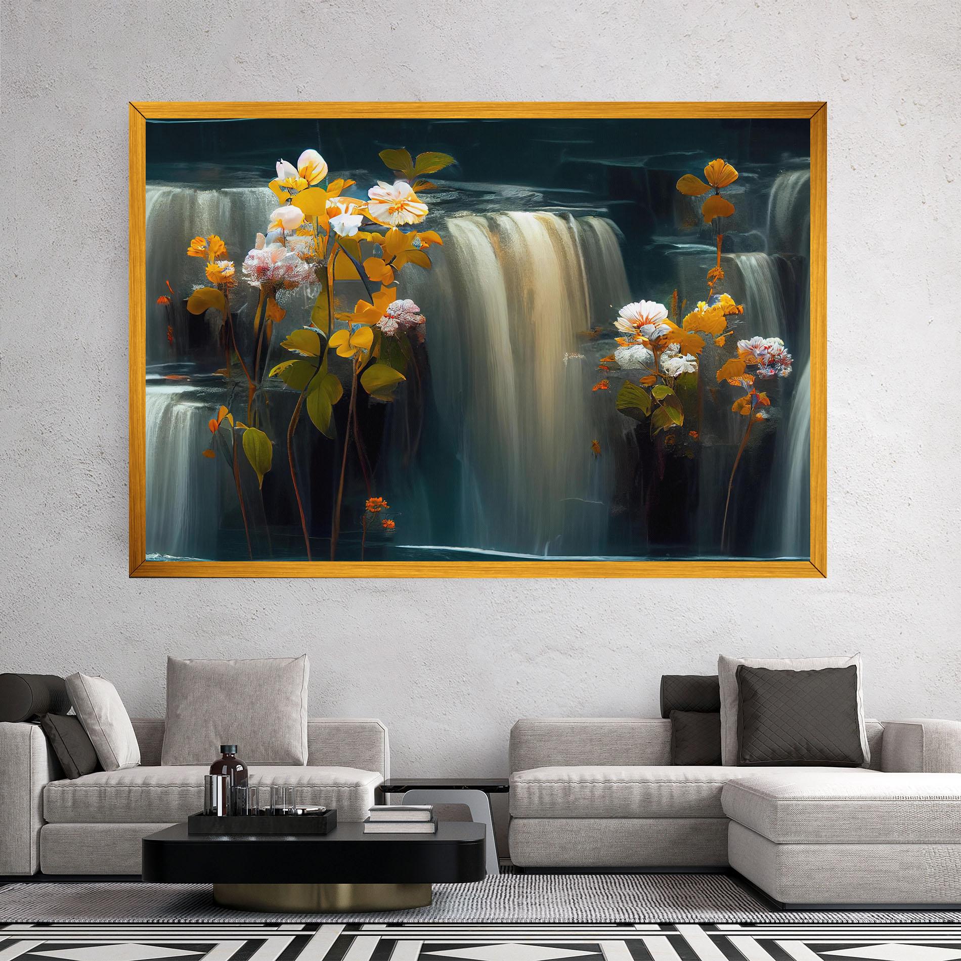 Leinwandbild Flowers Waterfall mockup 2