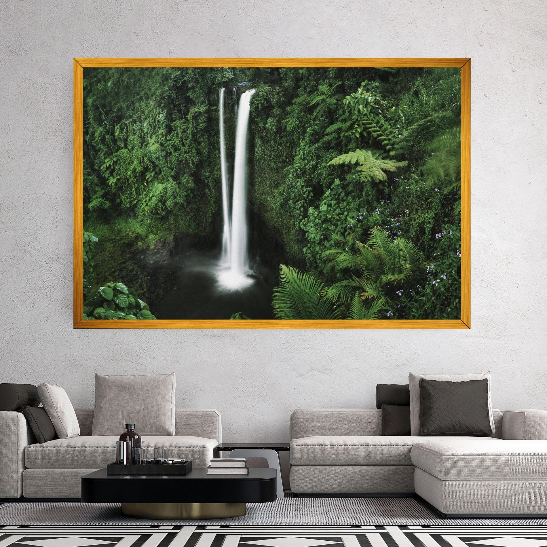 Leinwandbild Green Nature Waterfall mockup 2