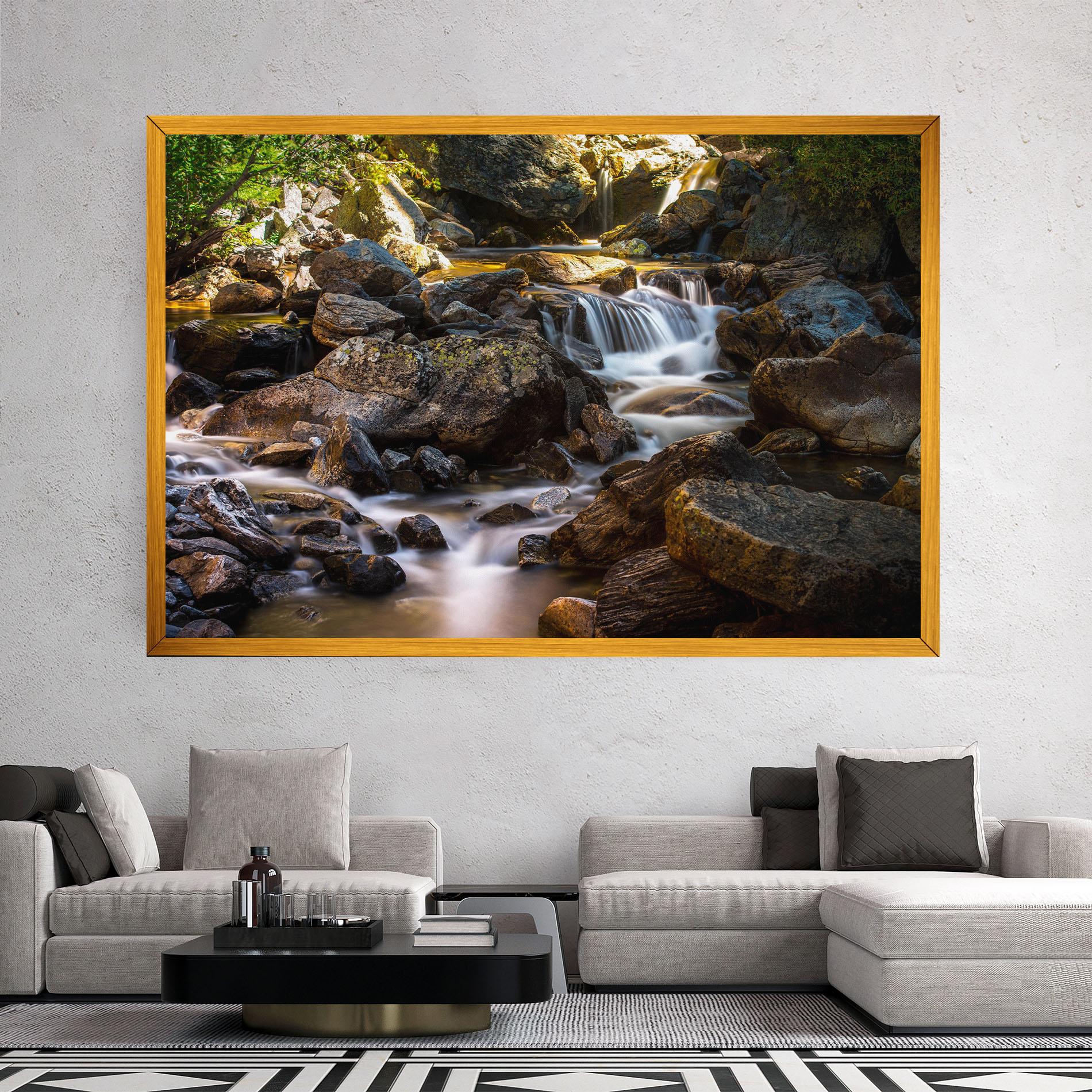 Leinwandbild Nature Rocks Waterfall mockup 2