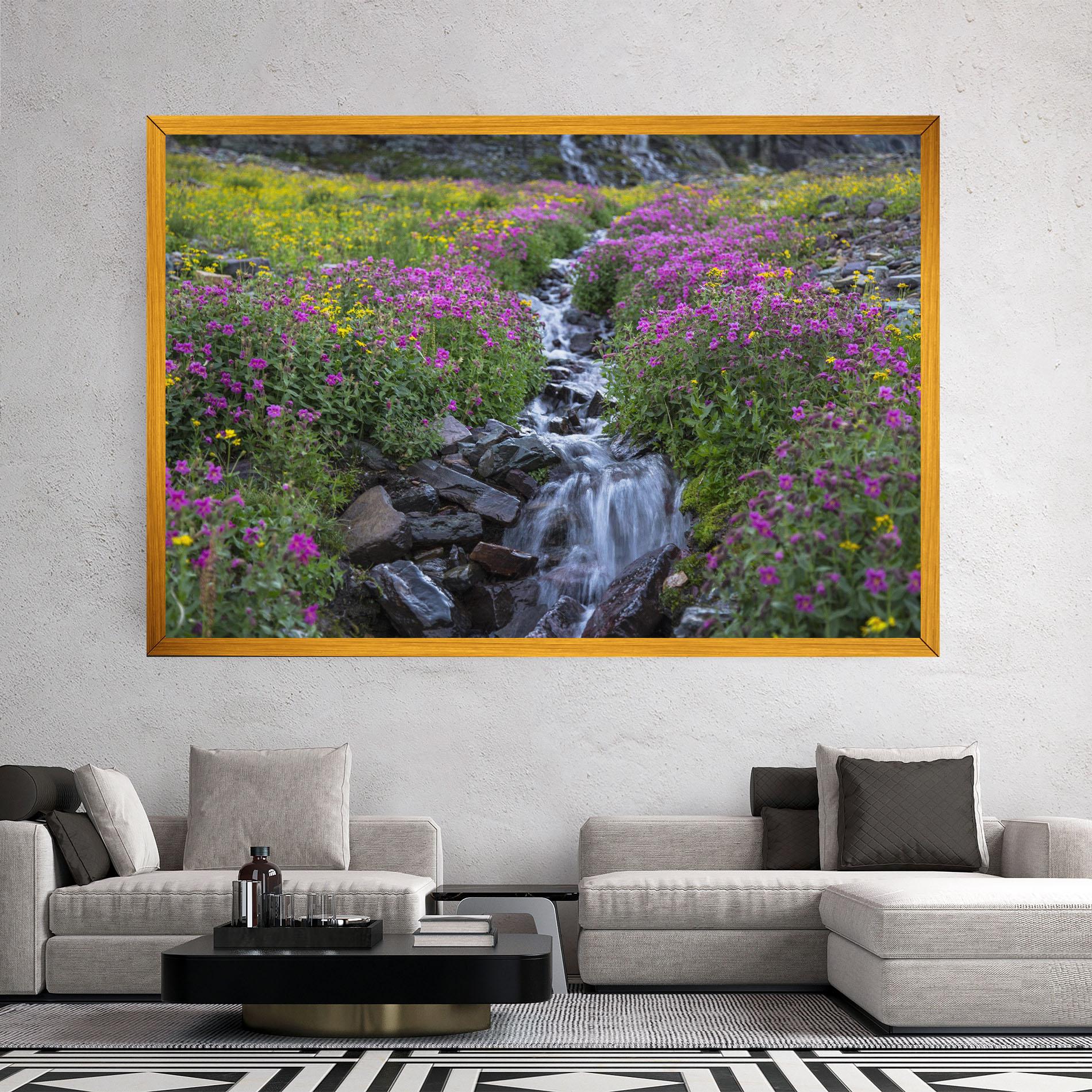 Leinwandbild Purple Field Waterfall mockup 2