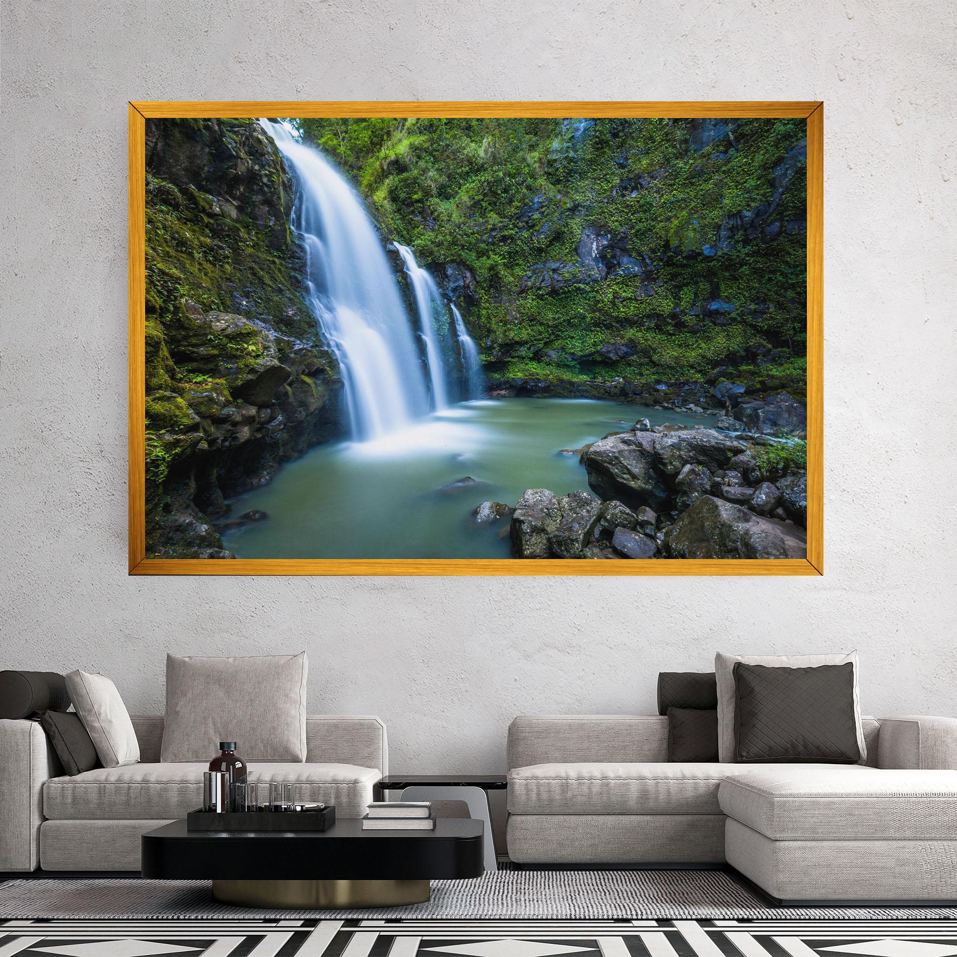 Leinwandbild Swimming In Waterfall mockup 2