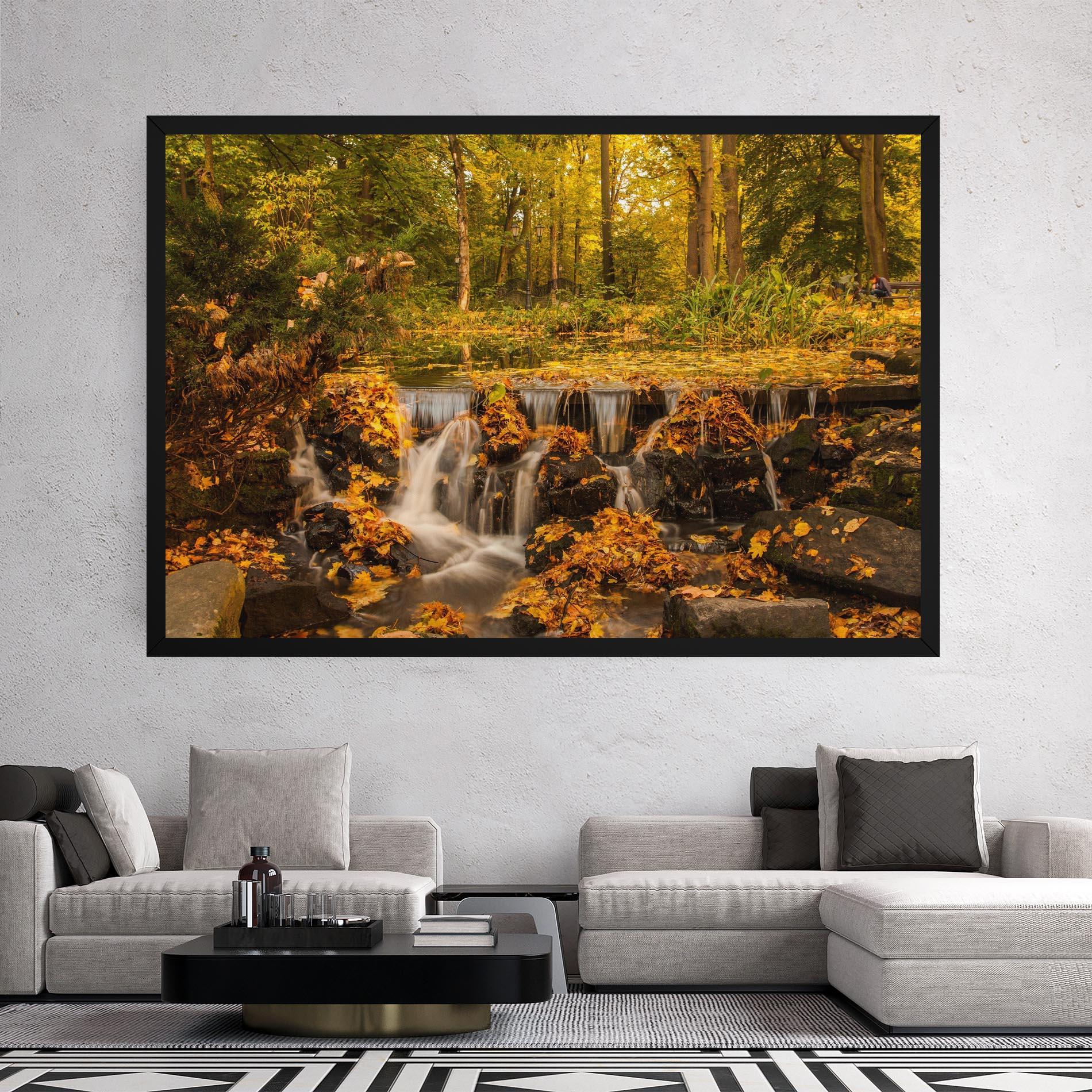 Leinwandbild Autumn Pretty Waterfall mockup 2