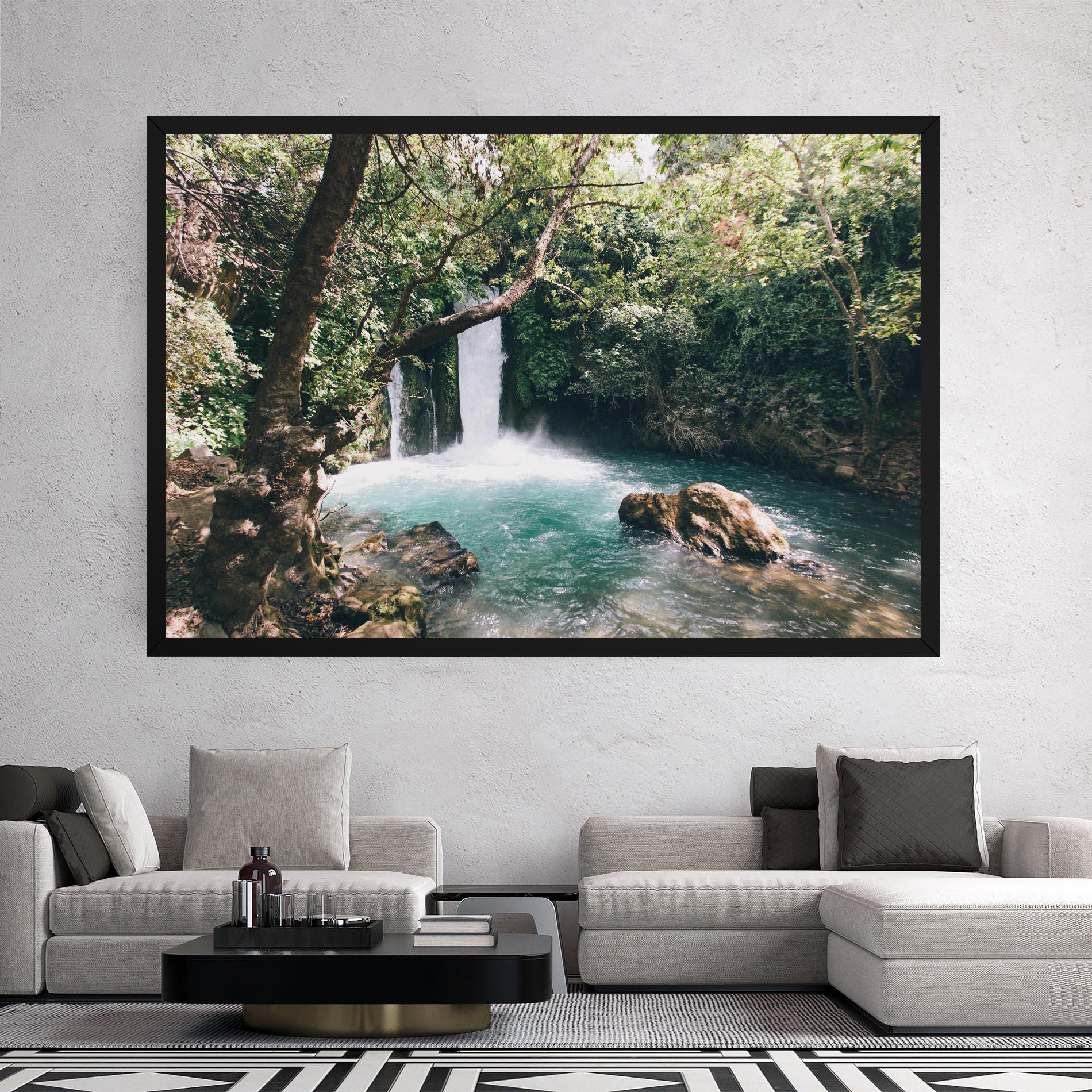 Leinwandbild Beautiful Blue Waterfall mockup 2