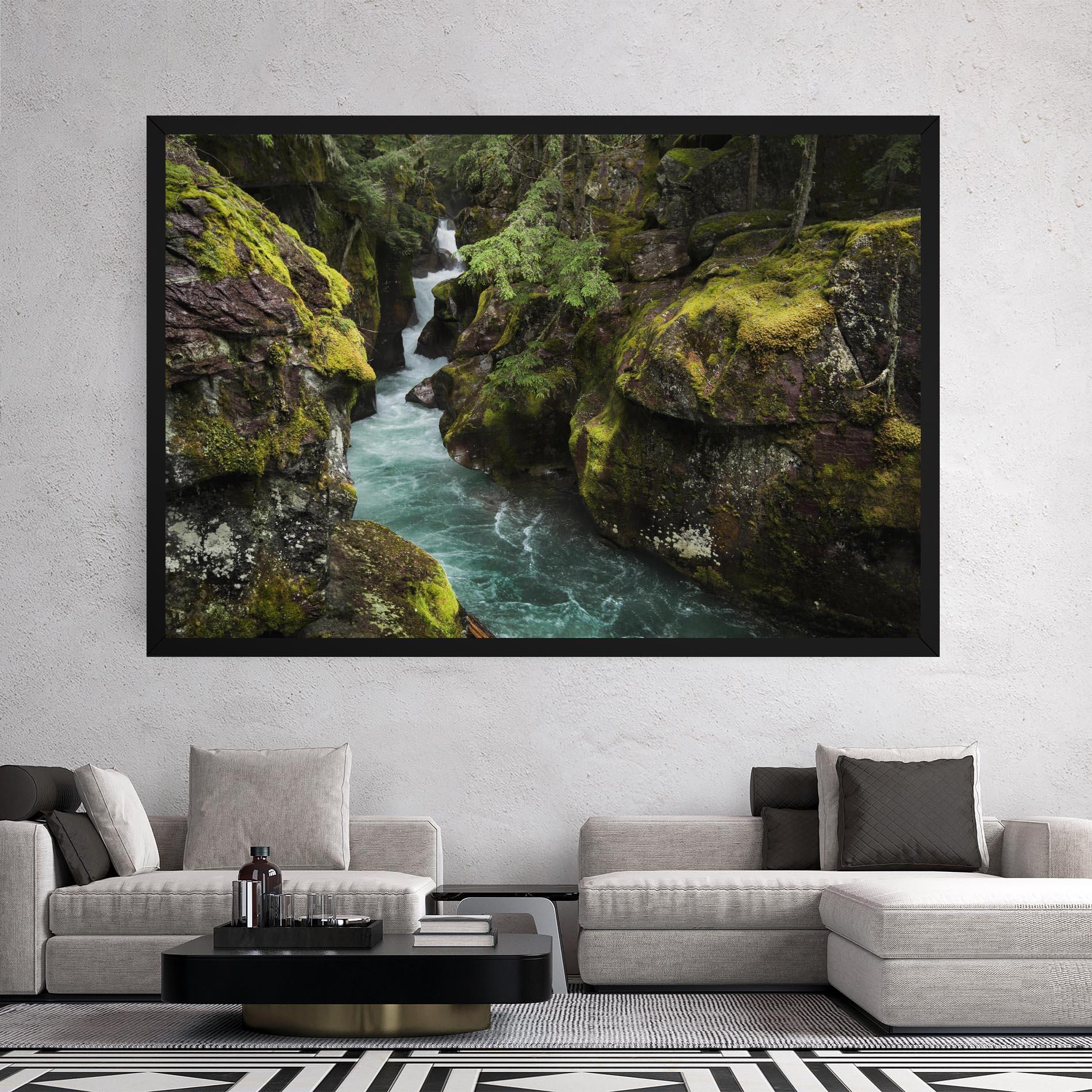 Leinwandbild Blue Majestic Waterfall mockup 2