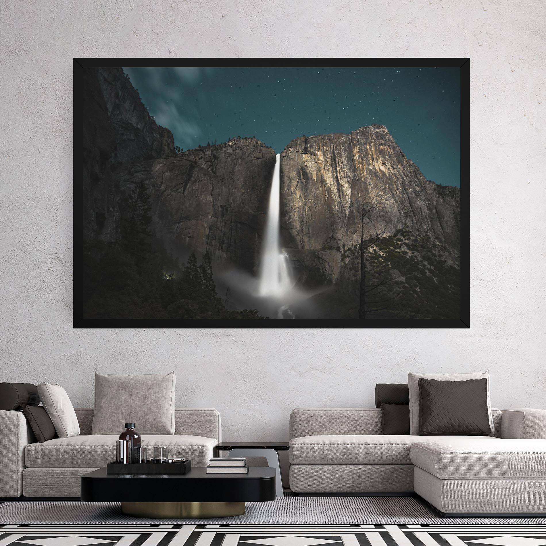 Leinwandbild Dark Blue Sky Waterfall mockup 2