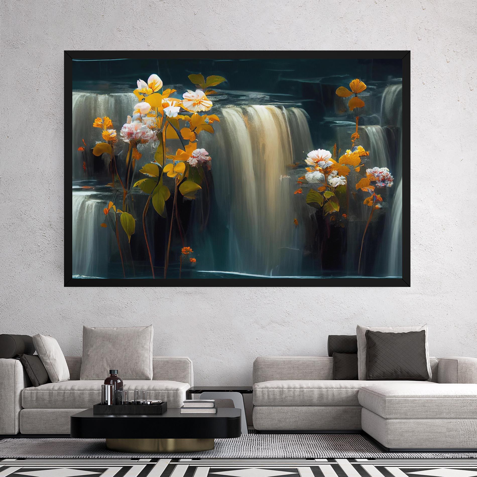 Leinwandbild Flowers Waterfall mockup 2