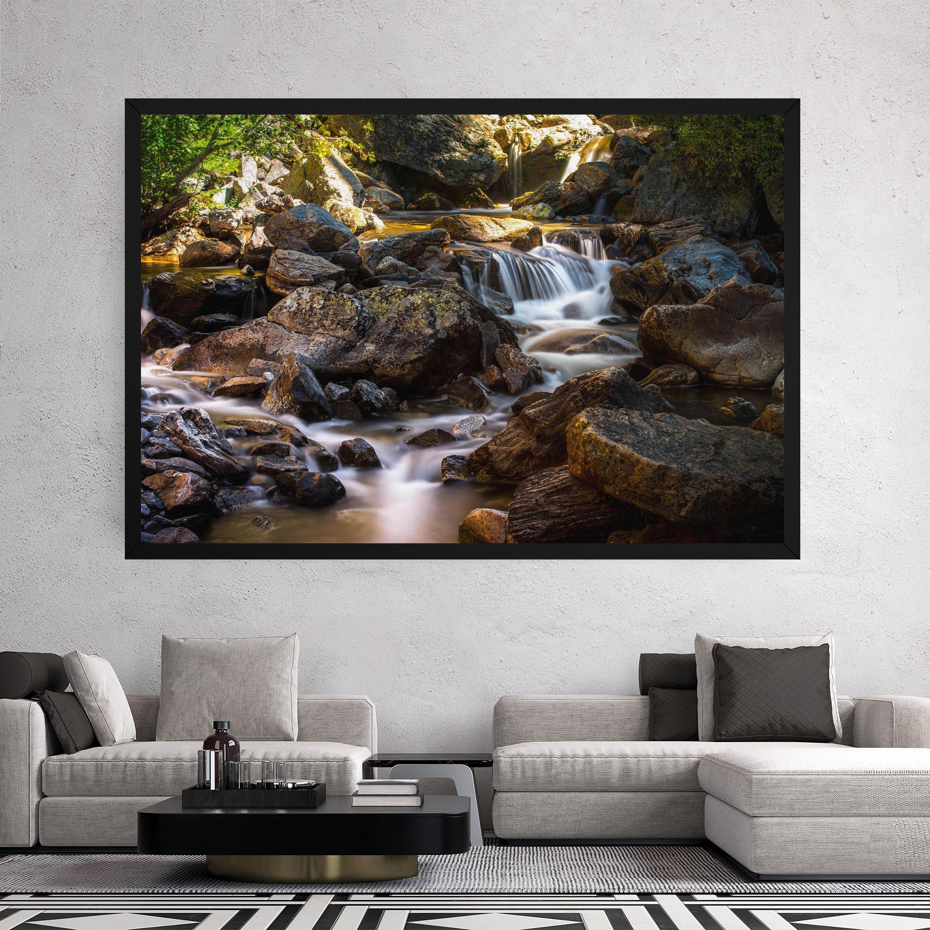 Leinwandbild Nature Rocks Waterfall mockup 2
