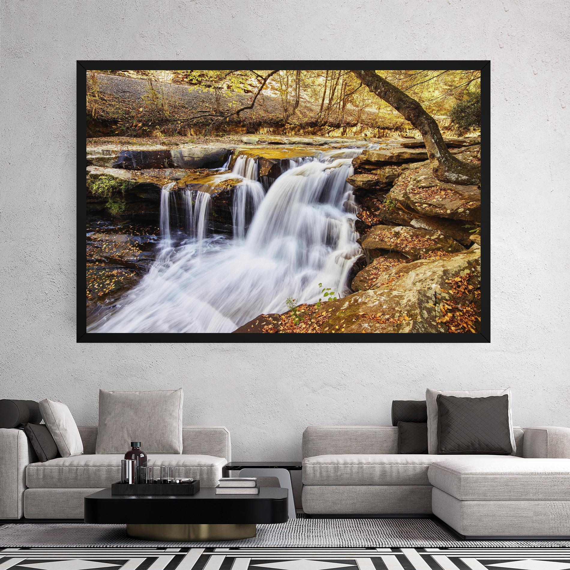Leinwandbild Pretty Autumn Waterfall mockup 2