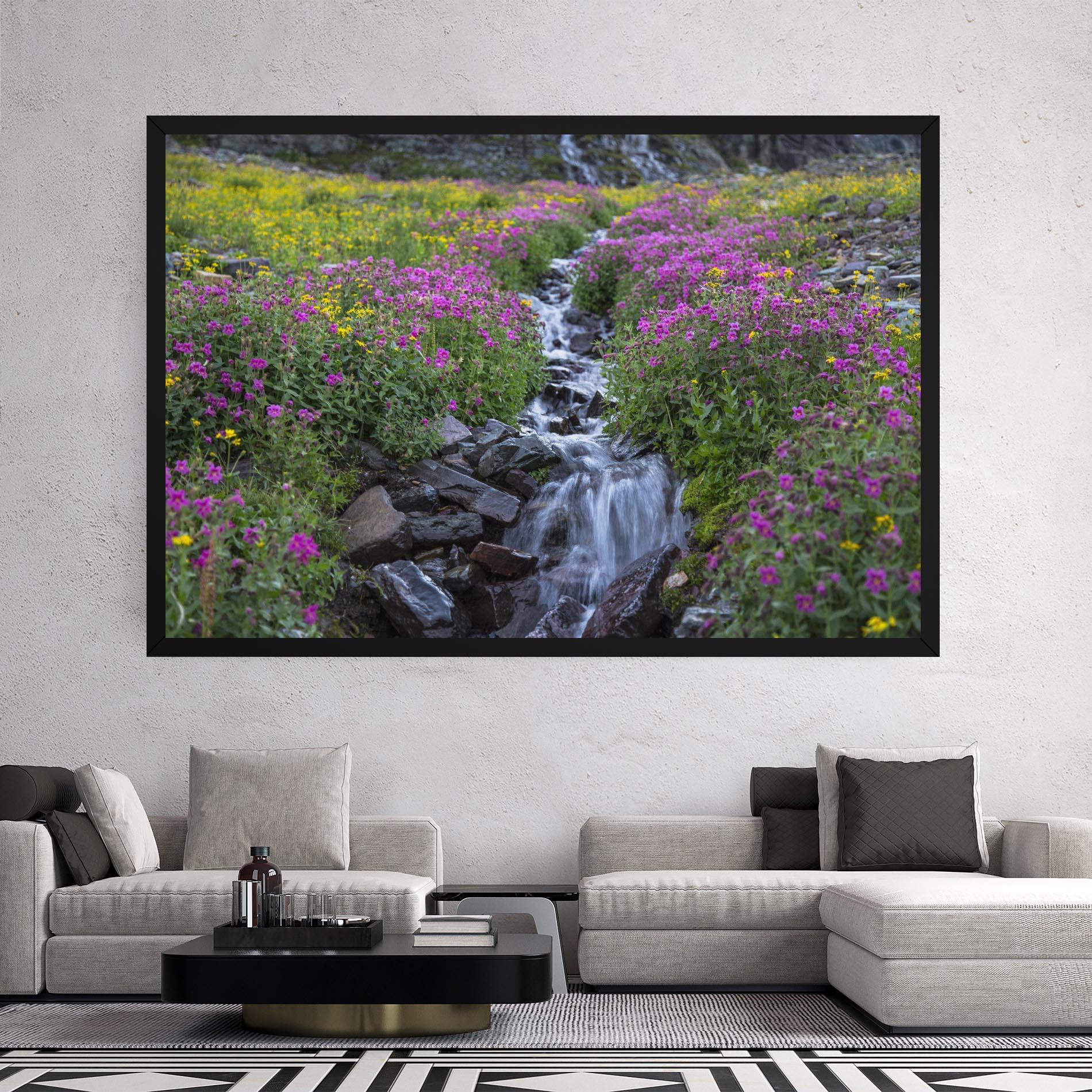 Leinwandbild Purple Field Waterfall mockup 2