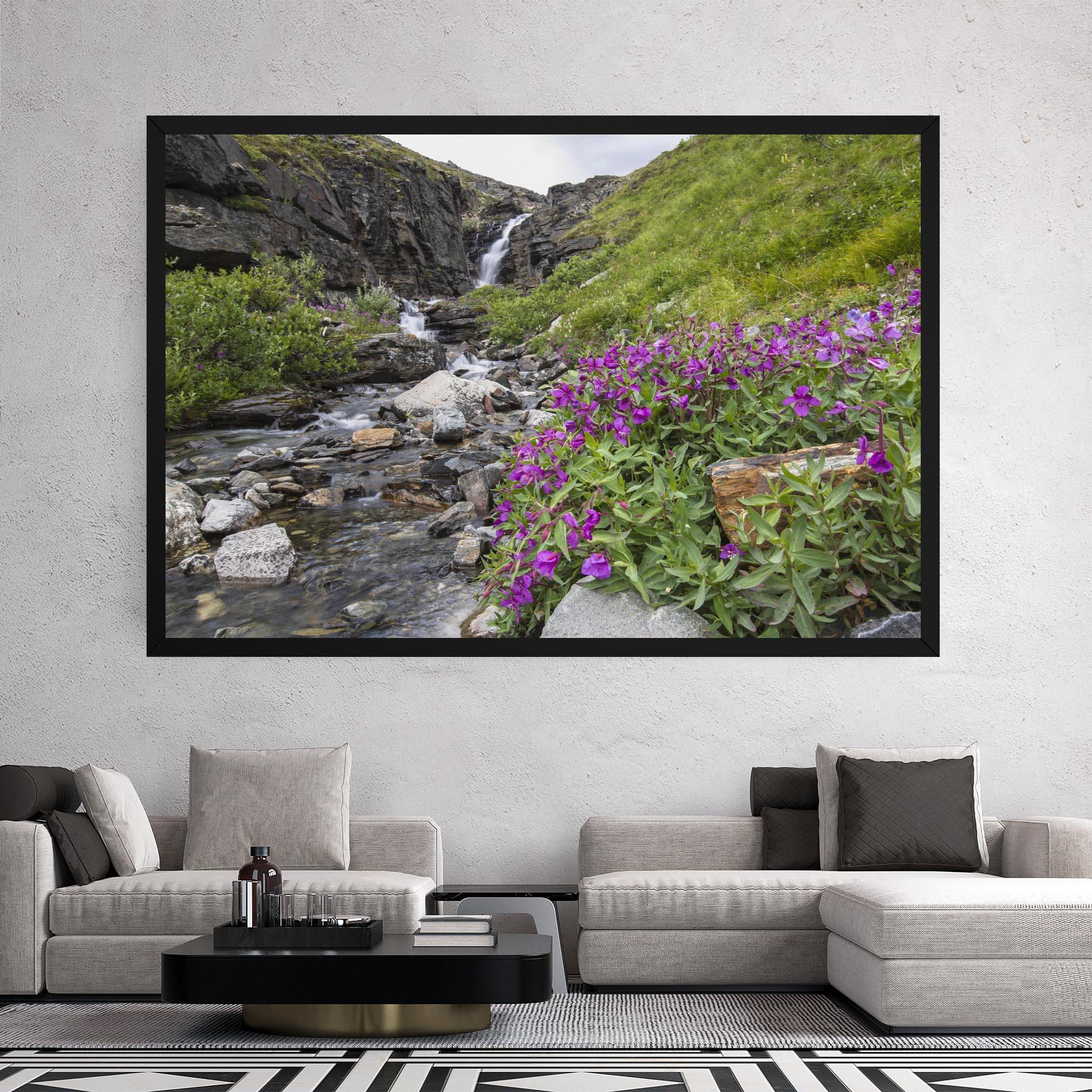 Leinwandbild Purple Flowers Waterfall mockup 2