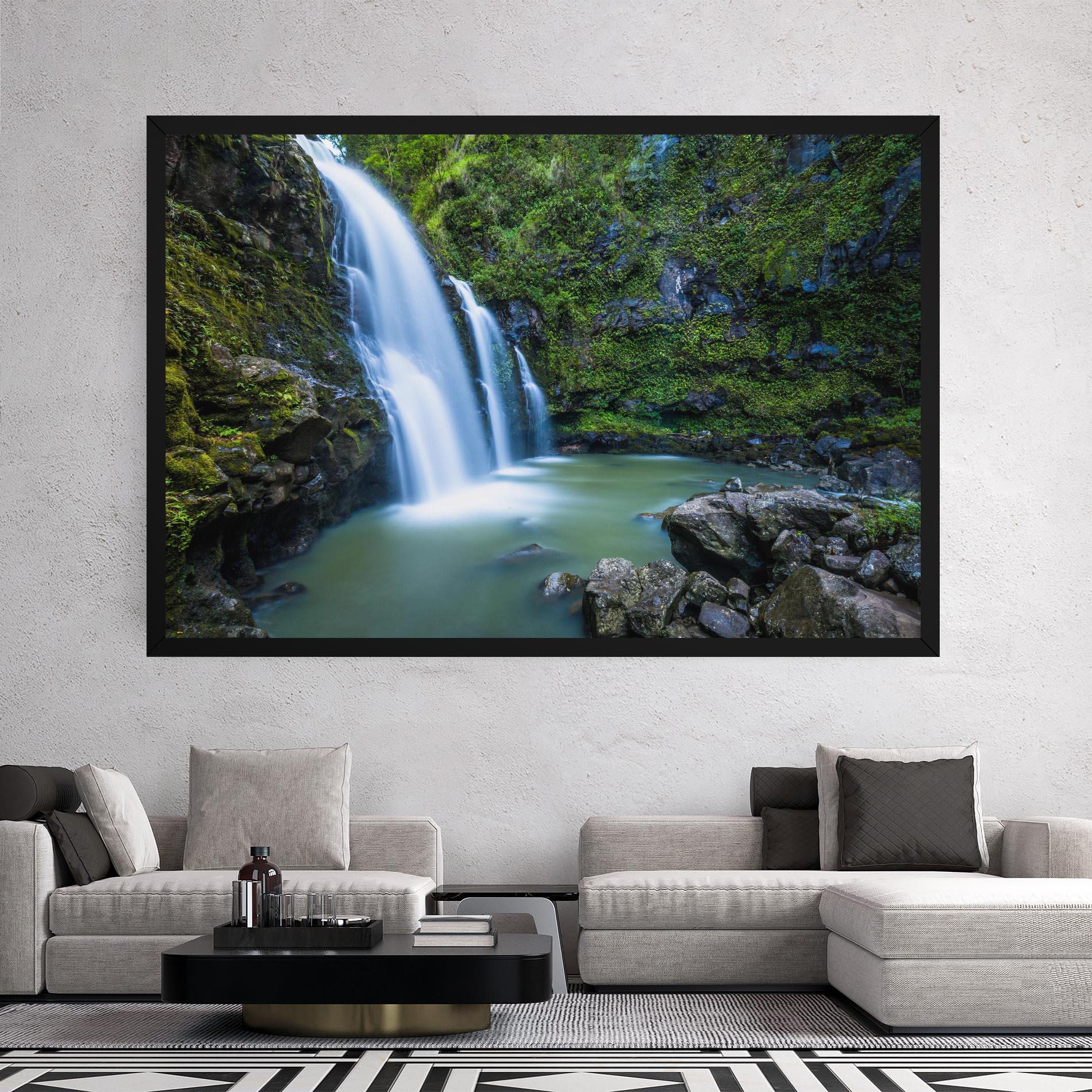 Leinwandbild Swimming In Waterfall mockup 2