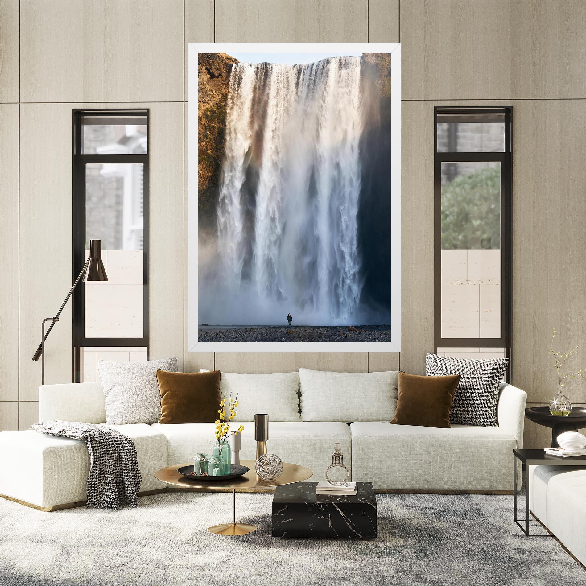 Leinwandbild Small Man Waterfall mockup 2