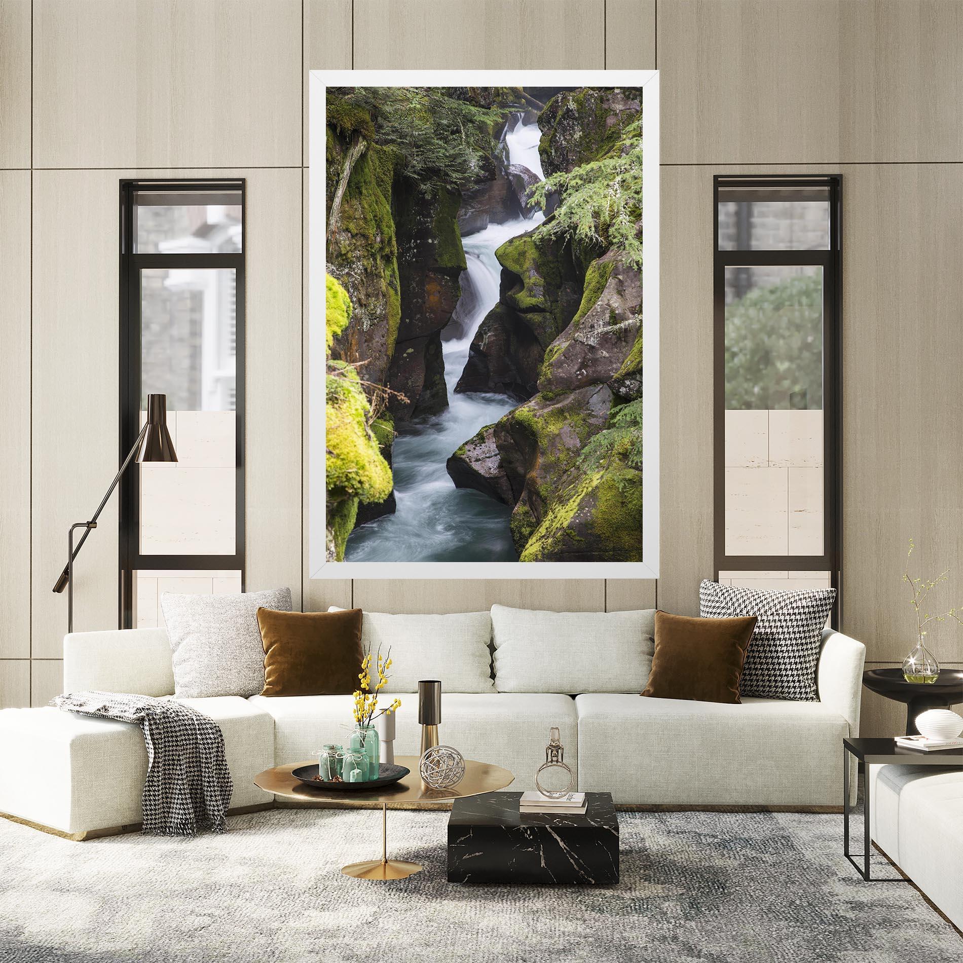 Leinwandbild Water Falling Forest mockup 2