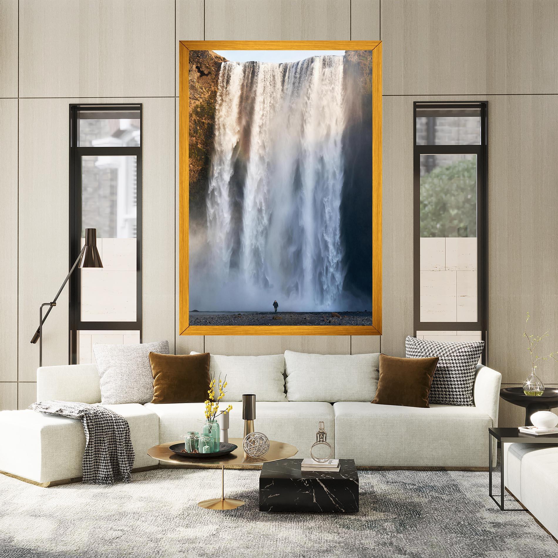 Leinwandbild Small Man Waterfall mockup 2