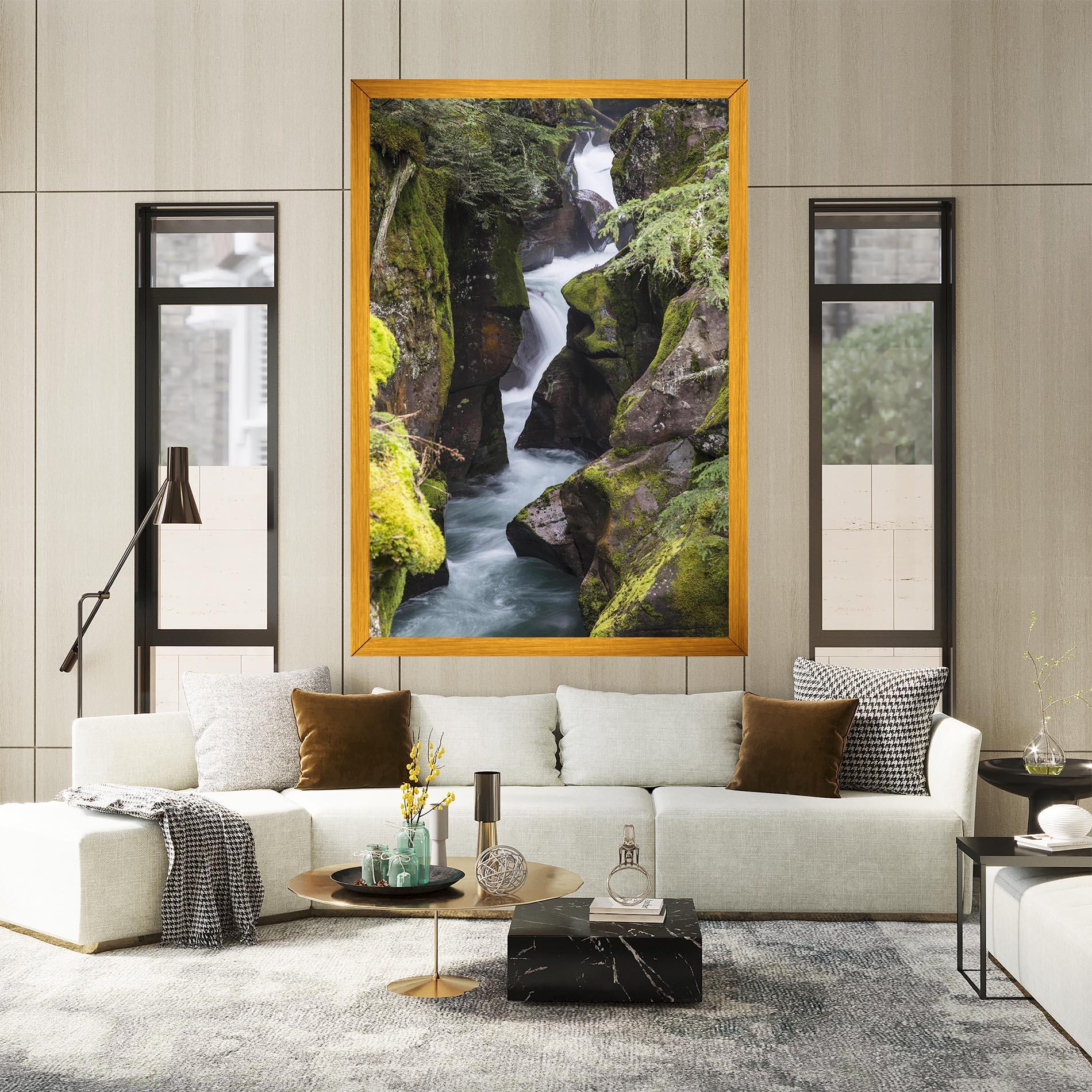 Leinwandbild Water Falling Forest mockup 2