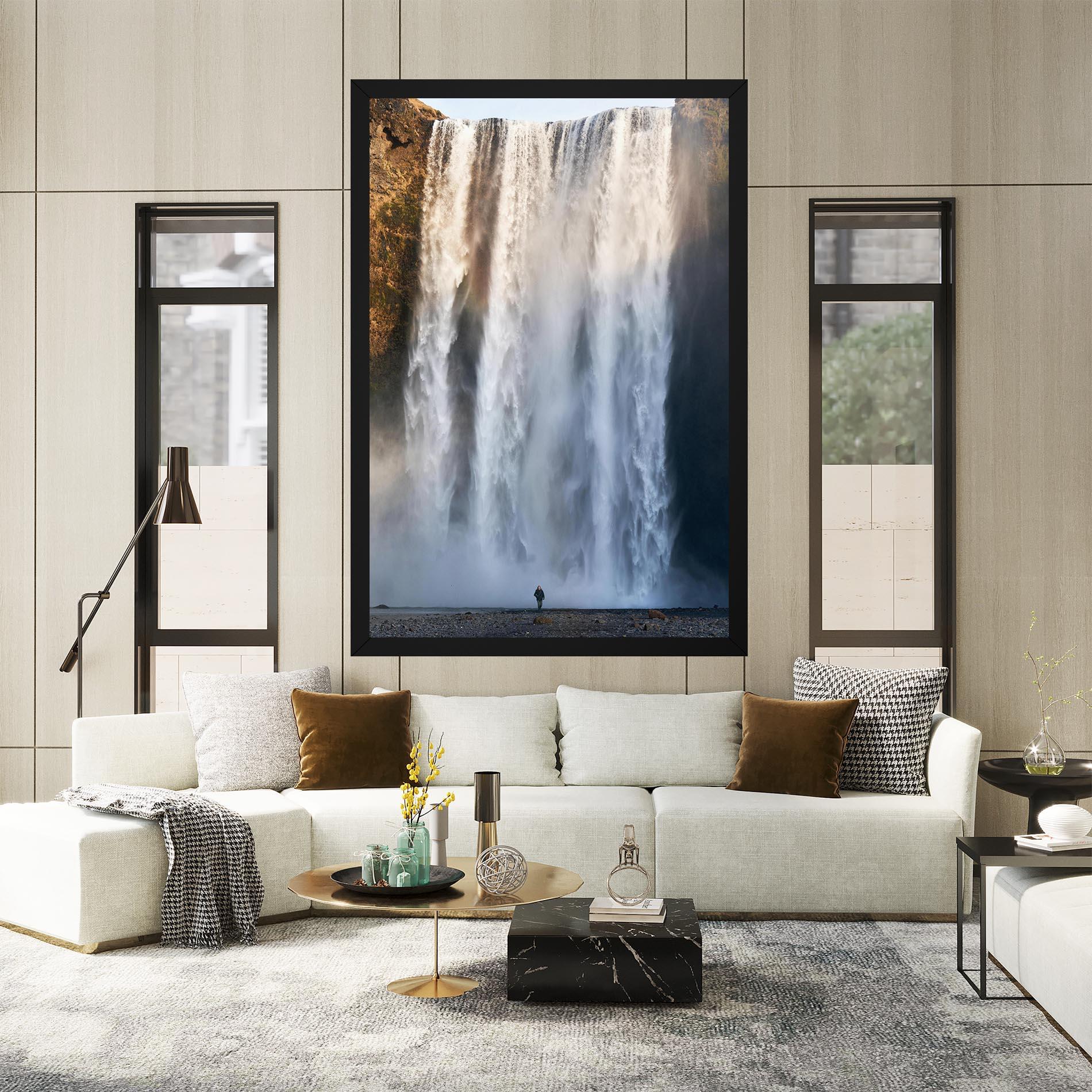 Leinwandbild Small Man Waterfall mockup 2