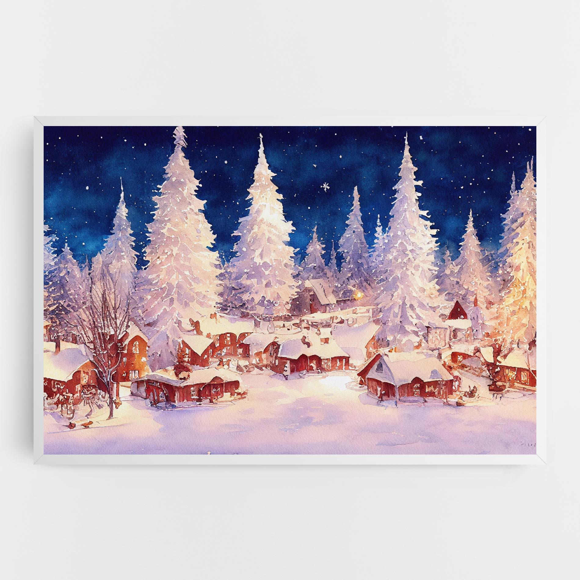 Leinwandbild Snow Falling Painting mockup 0