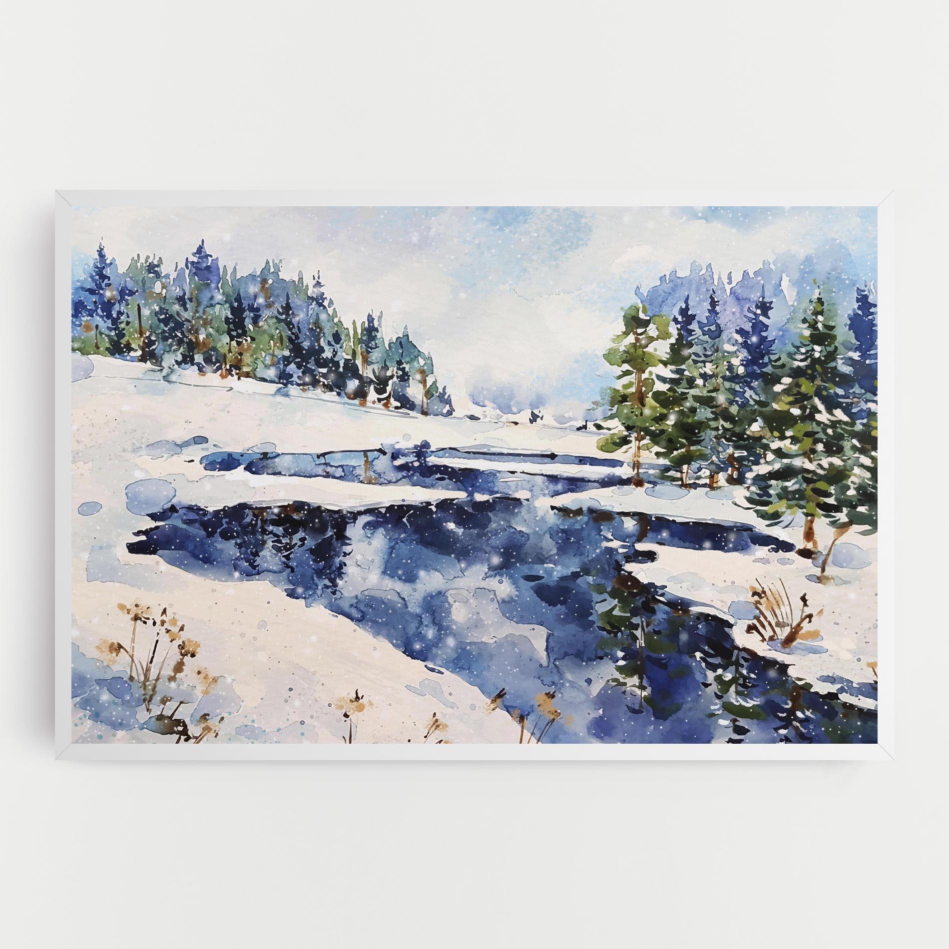 Leinwandbild Winter Painting mockup 0