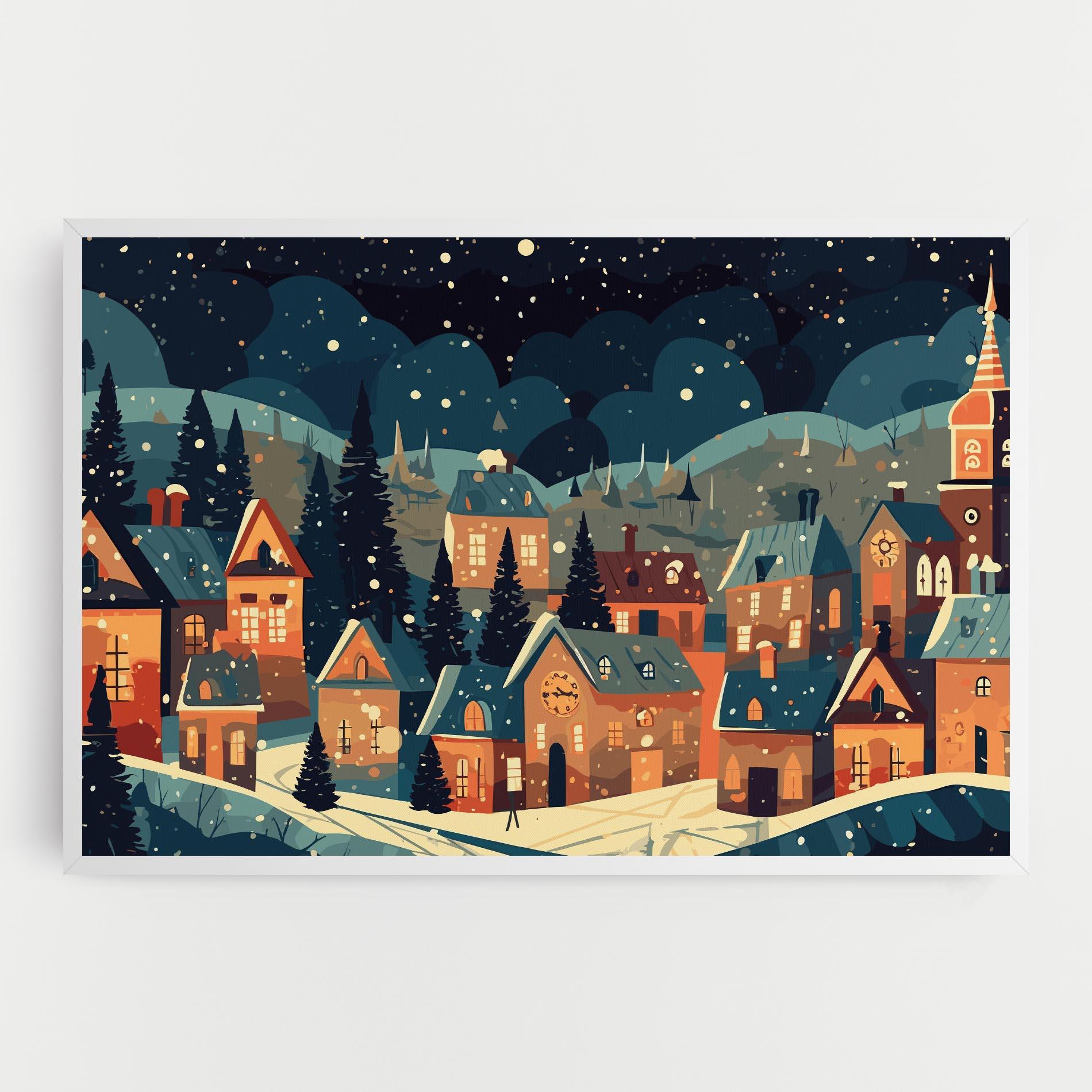 Leinwandbild Winter View Houses mockup 0