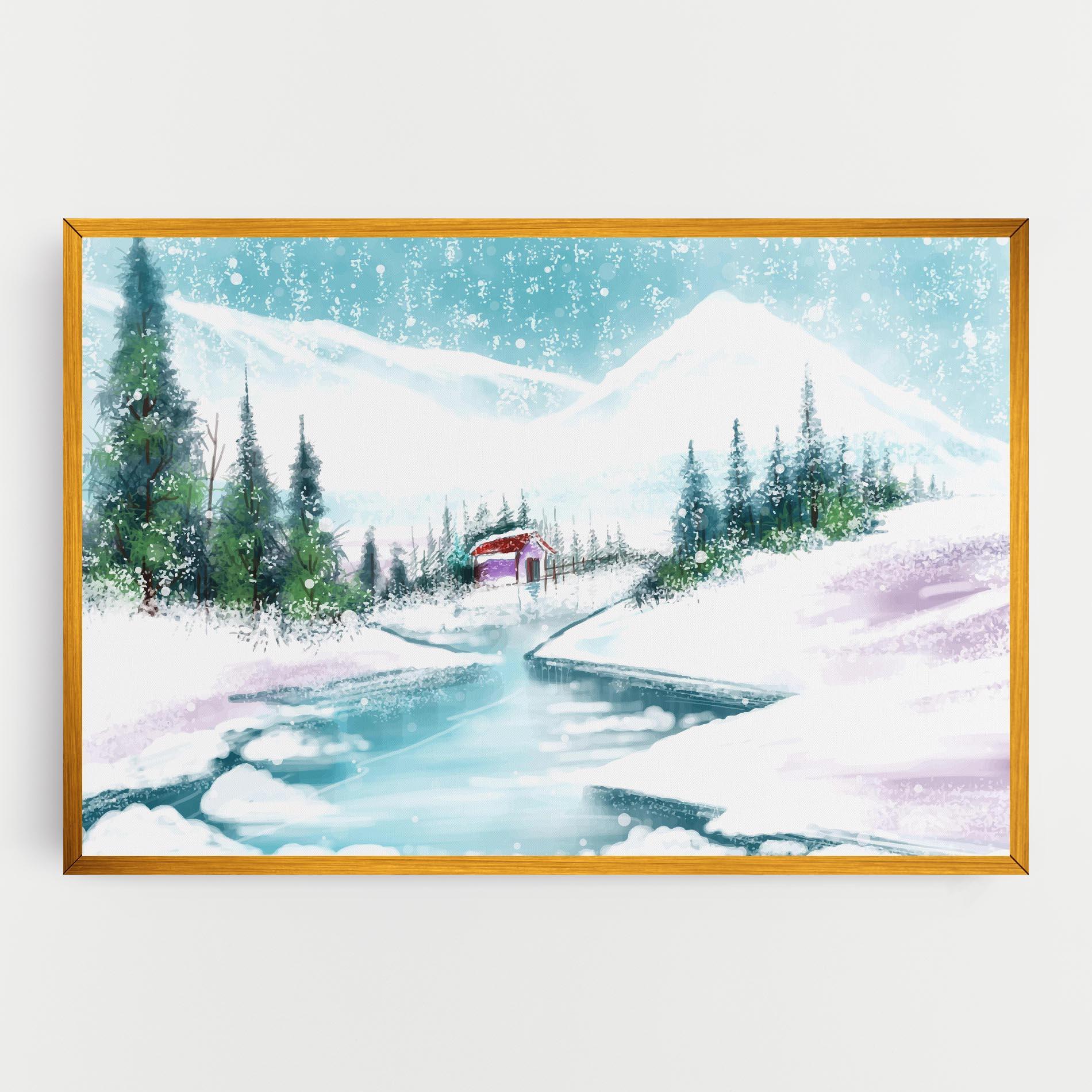 Leinwandbild Purple House Winter mockup 0